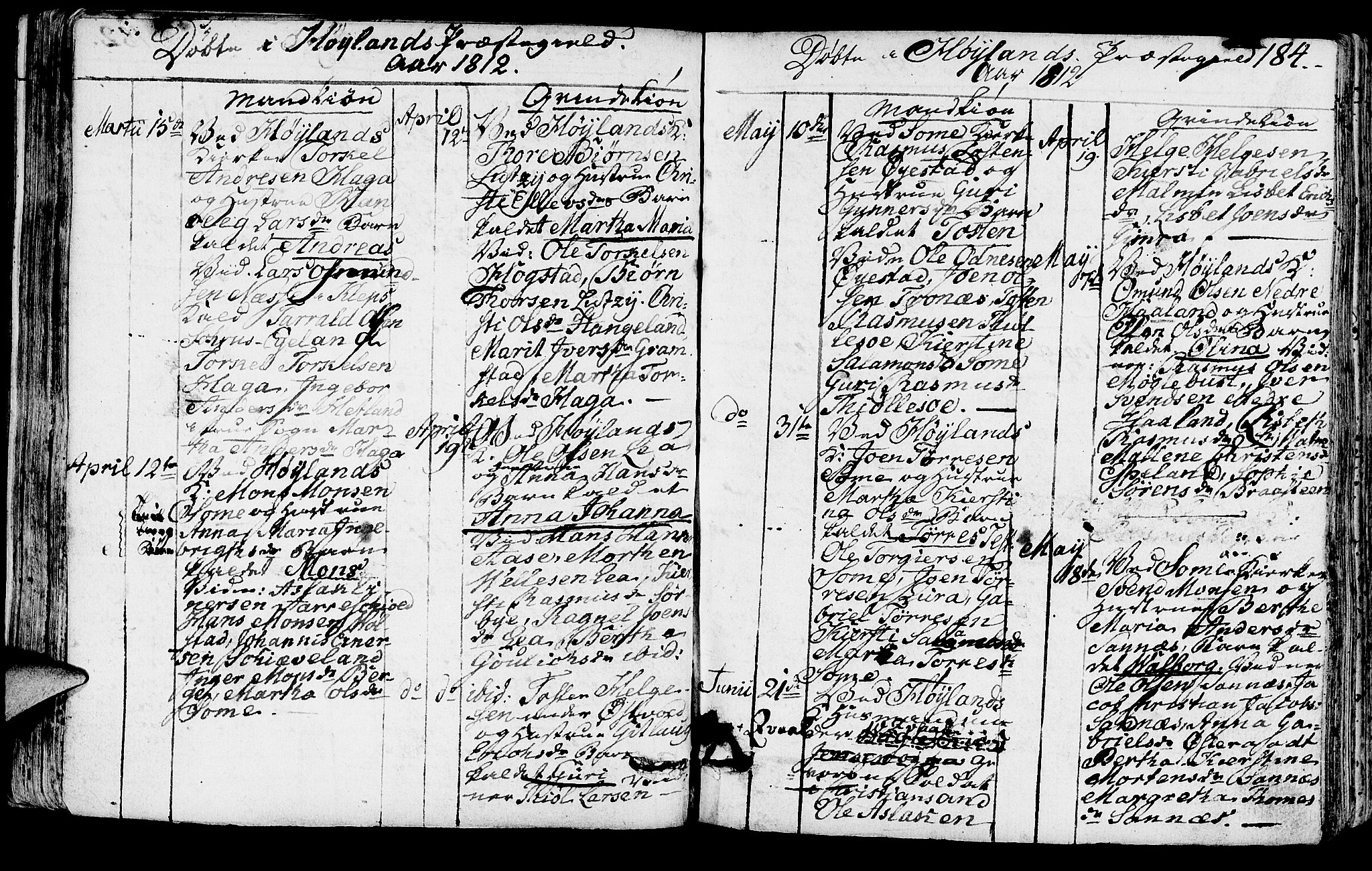 Høyland sokneprestkontor, AV/SAST-A-101799/001/30BA/L0005: Parish register (official) no. A 5, 1804-1815, p. 184