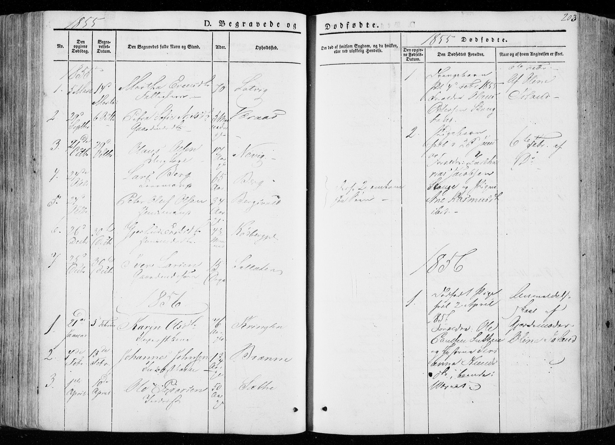 Ministerialprotokoller, klokkerbøker og fødselsregistre - Nord-Trøndelag, SAT/A-1458/722/L0218: Parish register (official) no. 722A05, 1843-1868, p. 203