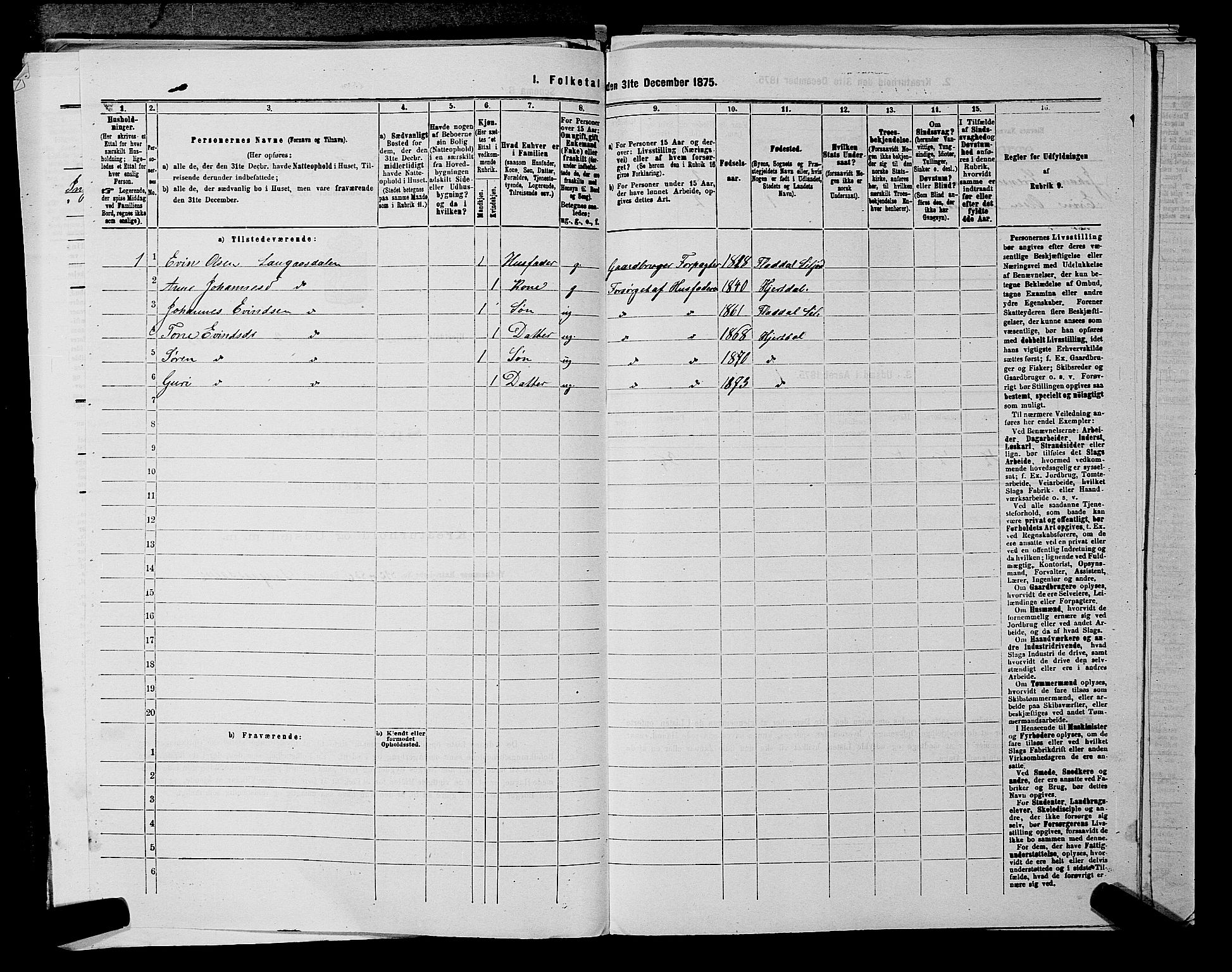 SAKO, 1875 census for 0827P Hjartdal, 1875, p. 318