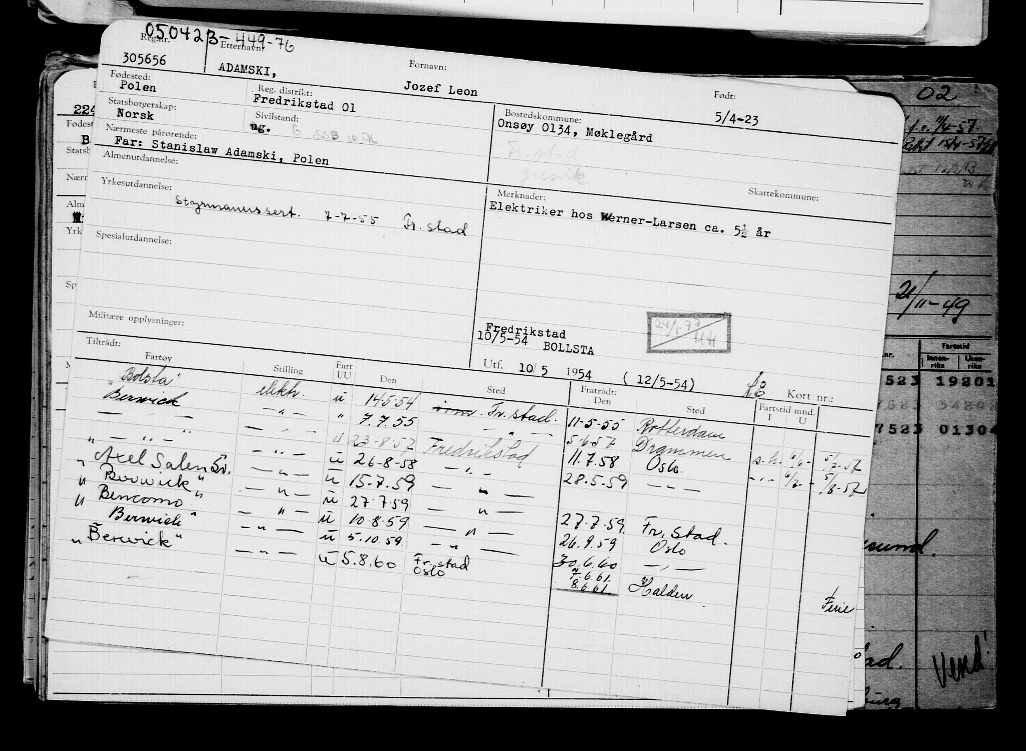 Direktoratet for sjømenn, AV/RA-S-3545/G/Gb/L0217: Hovedkort, 1923, p. 460