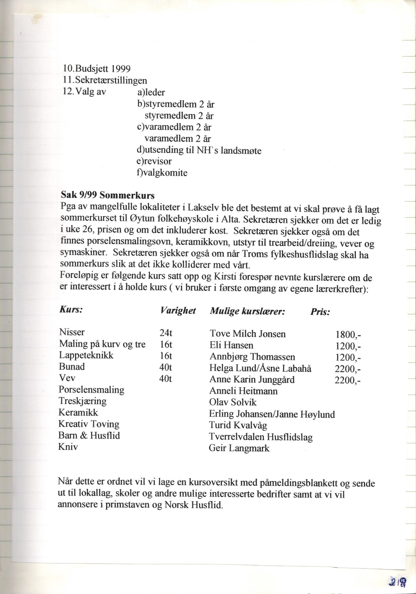 Finnmark Husflidslag, FMFB/A-1134/A/L0004: Møtebok, 1995-2000, p. 225