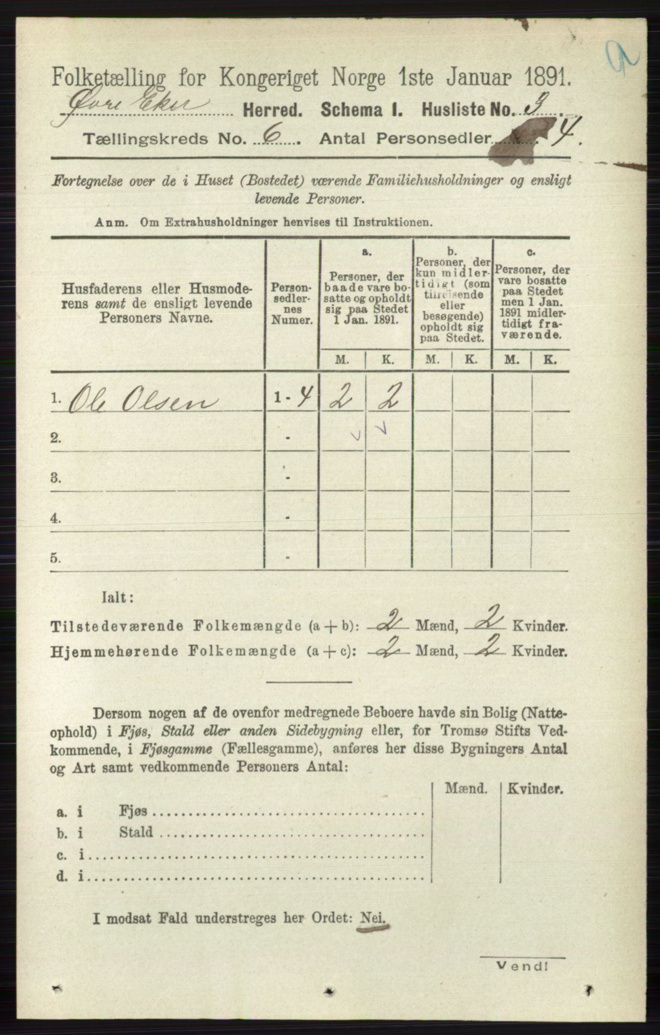 RA, 1891 census for 0624 Øvre Eiker, 1891, p. 2184