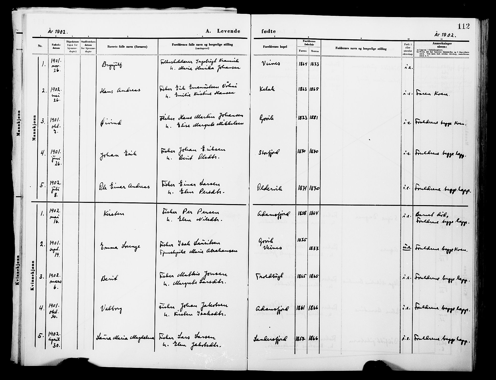 Lebesby sokneprestkontor, SATØ/S-1353/H/Ha/L0004kirke: Parish register (official) no. 4, 1870-1902, p. 112