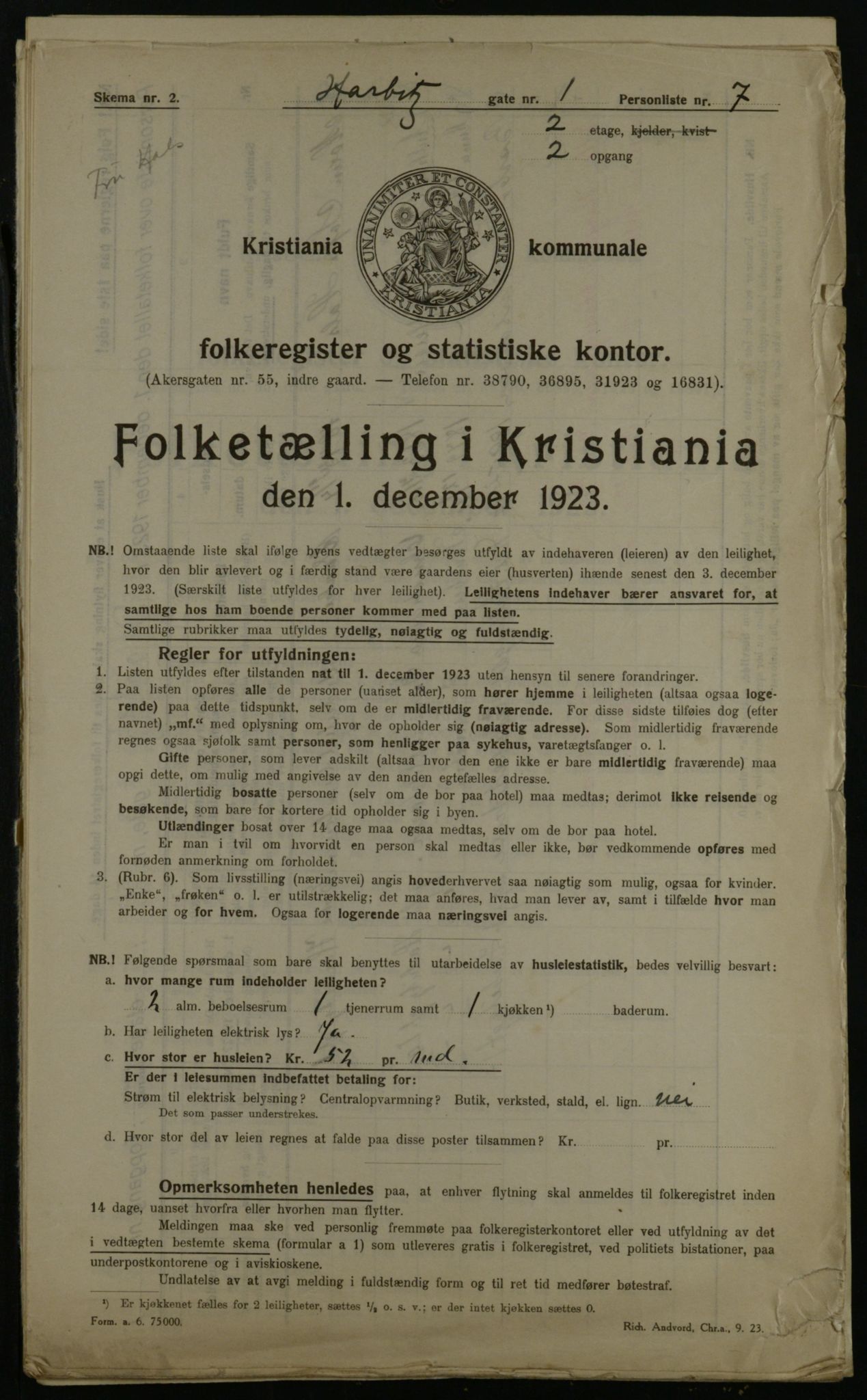 OBA, Municipal Census 1923 for Kristiania, 1923, p. 89727