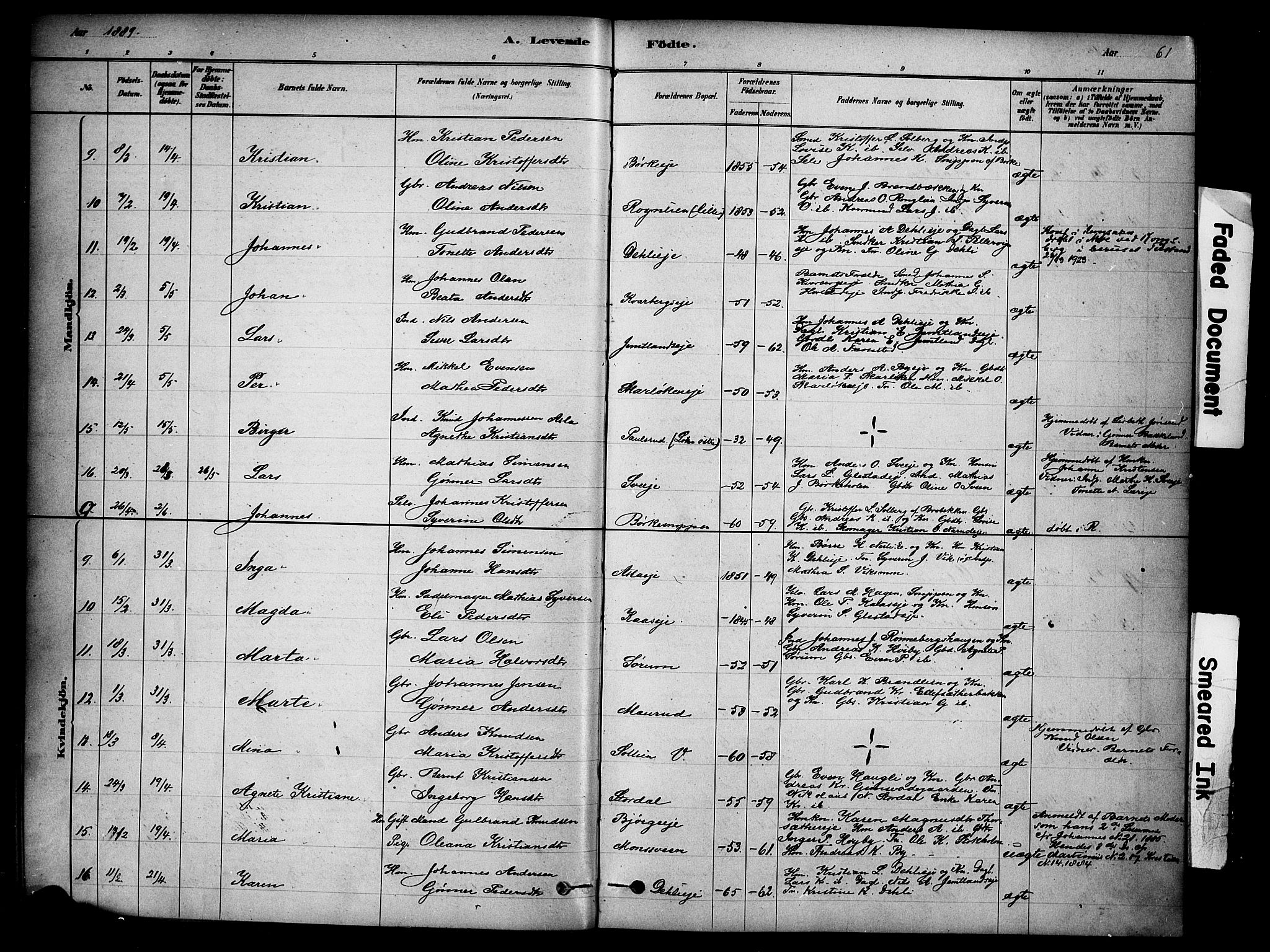 Ringsaker prestekontor, AV/SAH-PREST-014/K/Ka/L0014: Parish register (official) no. 14, 1879-1890, p. 61