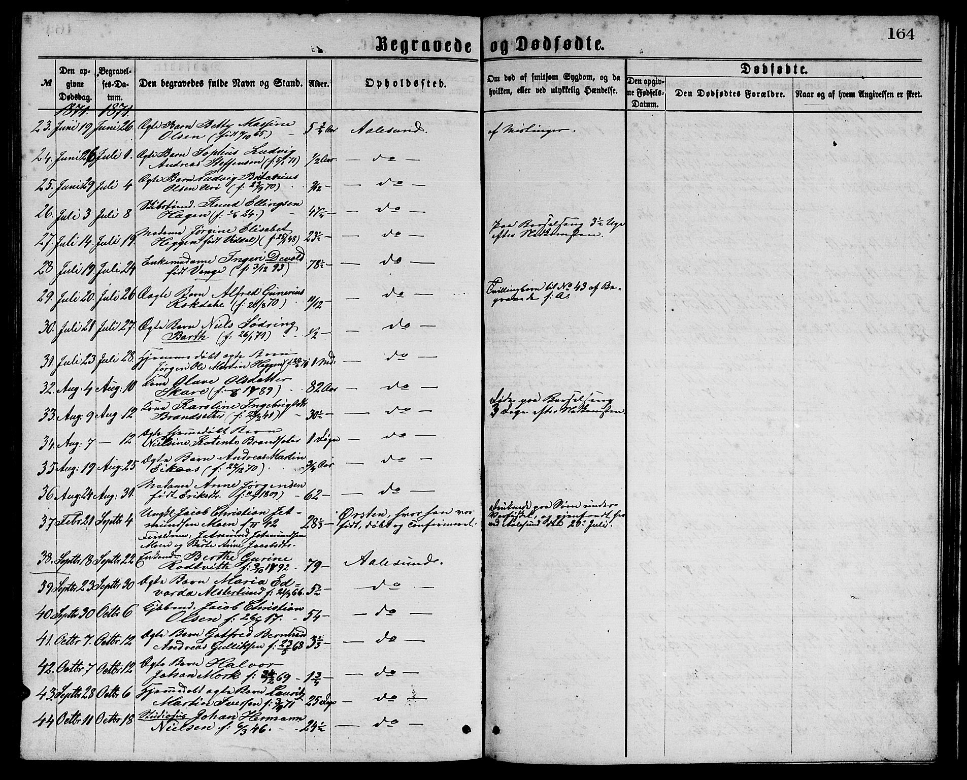 Ministerialprotokoller, klokkerbøker og fødselsregistre - Møre og Romsdal, AV/SAT-A-1454/529/L0465: Parish register (copy) no. 529C02, 1868-1877, p. 164