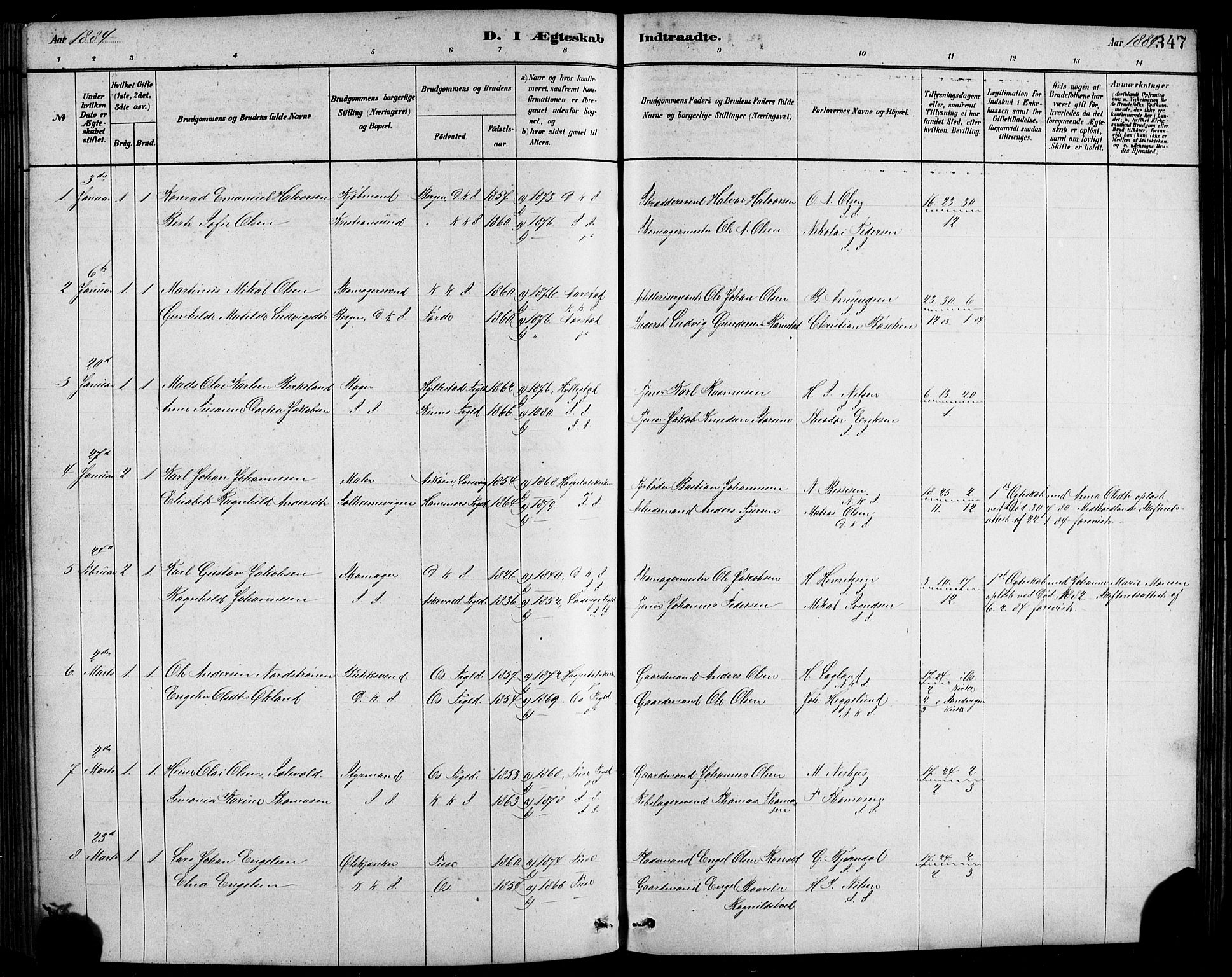 Sandviken Sokneprestembete, SAB/A-77601/H/Hb/L0001: Parish register (copy) no. A 2, 1879-1892, p. 347