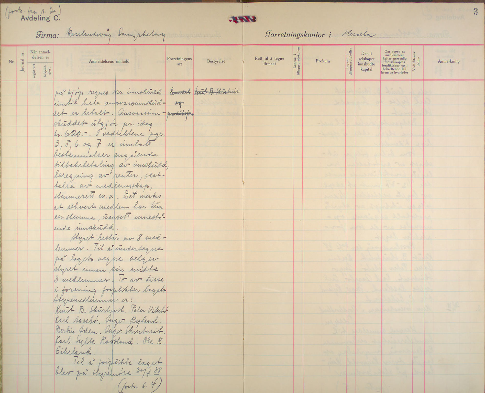 Nordhordland sorenskrivar, AV/SAB-A-2901/1/L/Lc/L0003: Selskap med avgrensa ansvar, 1938-1943, p. 3