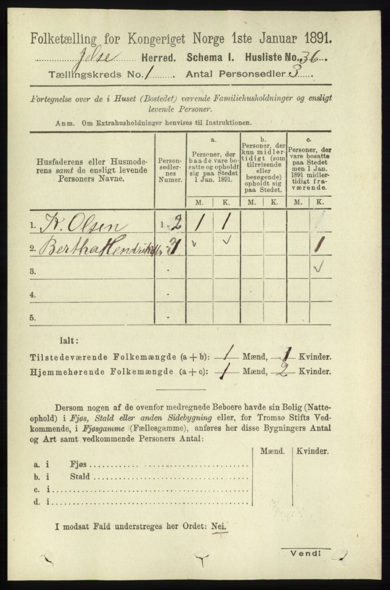 RA, 1891 census for 1138 Jelsa, 1891, p. 65