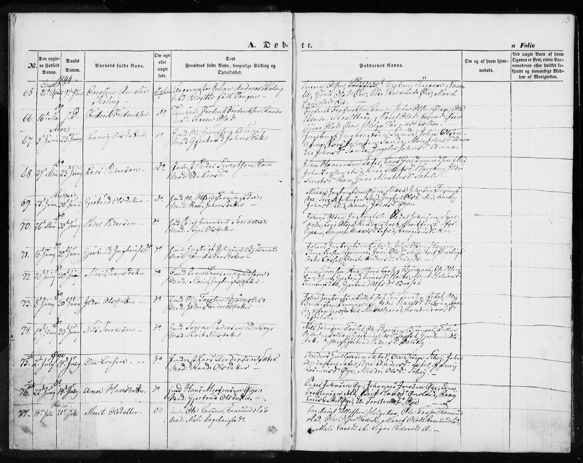 Ministerialprotokoller, klokkerbøker og fødselsregistre - Møre og Romsdal, SAT/A-1454/595/L1043: Parish register (official) no. 595A05, 1843-1851, p. 13