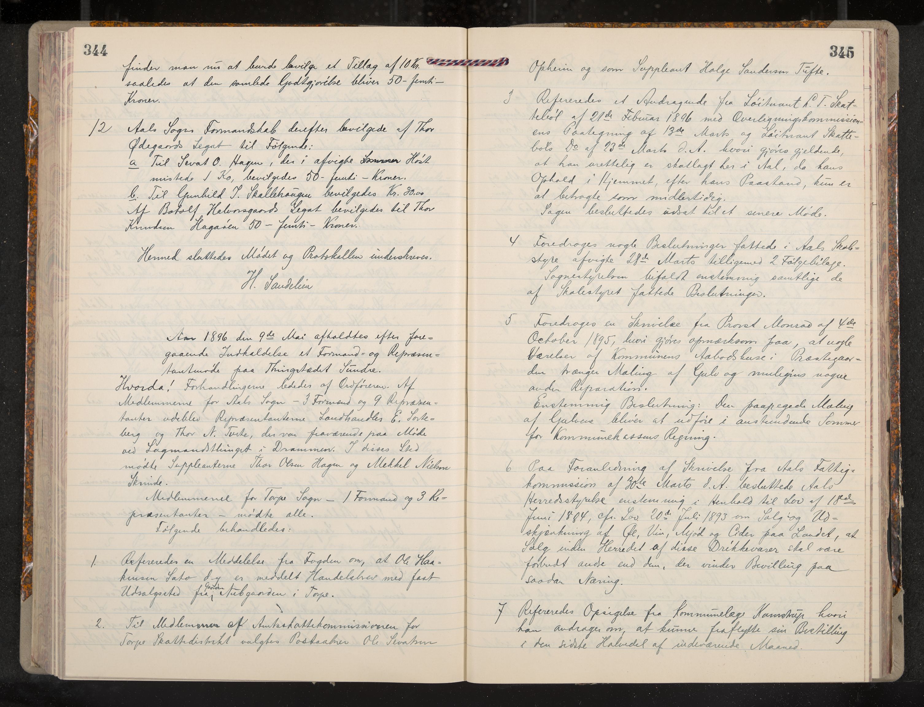 Ål formannskap og sentraladministrasjon, IKAK/0619021/A/Aa/L0004: Utskrift av møtebok, 1881-1901, p. 344-345