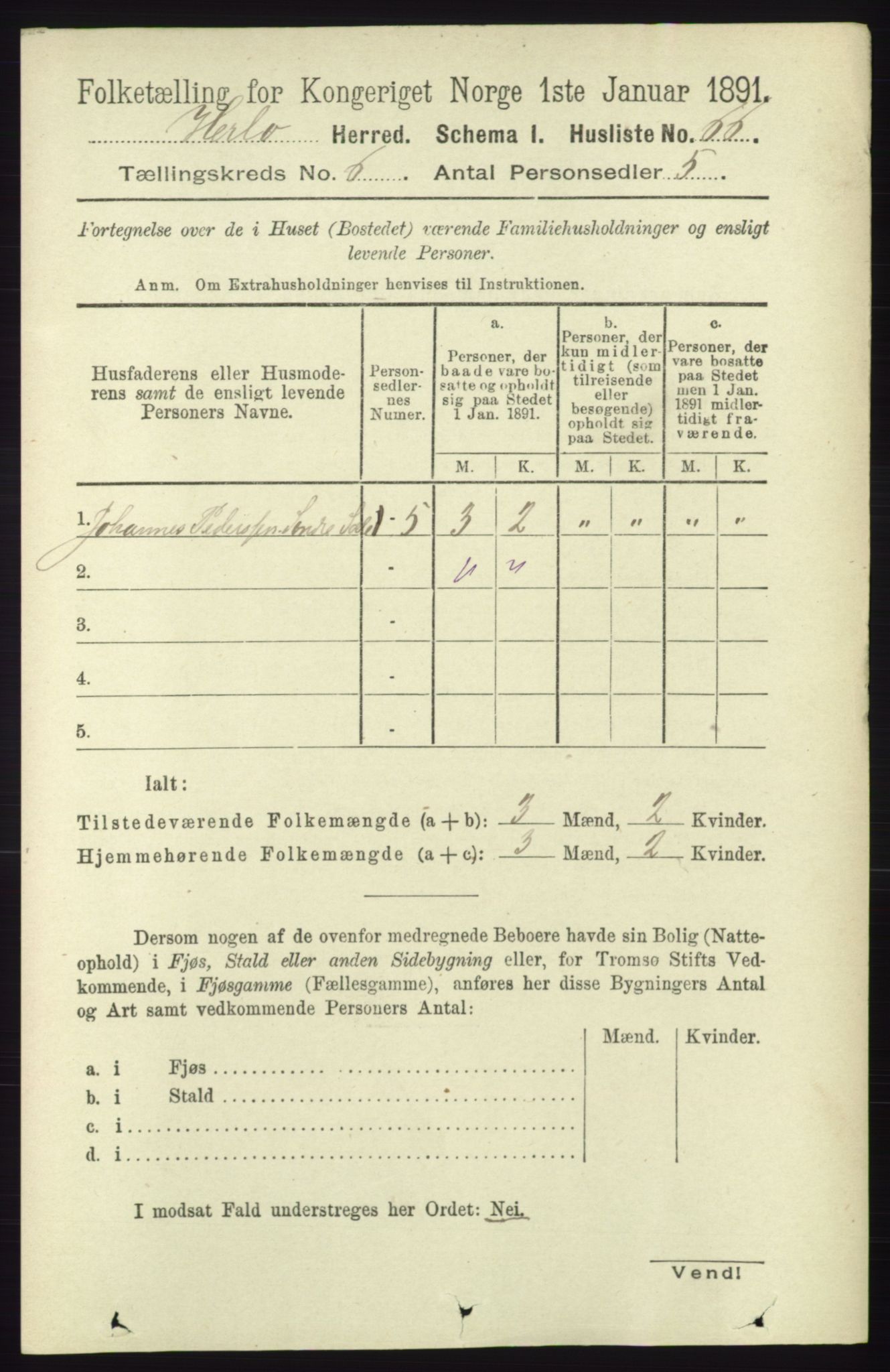 RA, 1891 census for 1258 Herdla, 1891, p. 2618