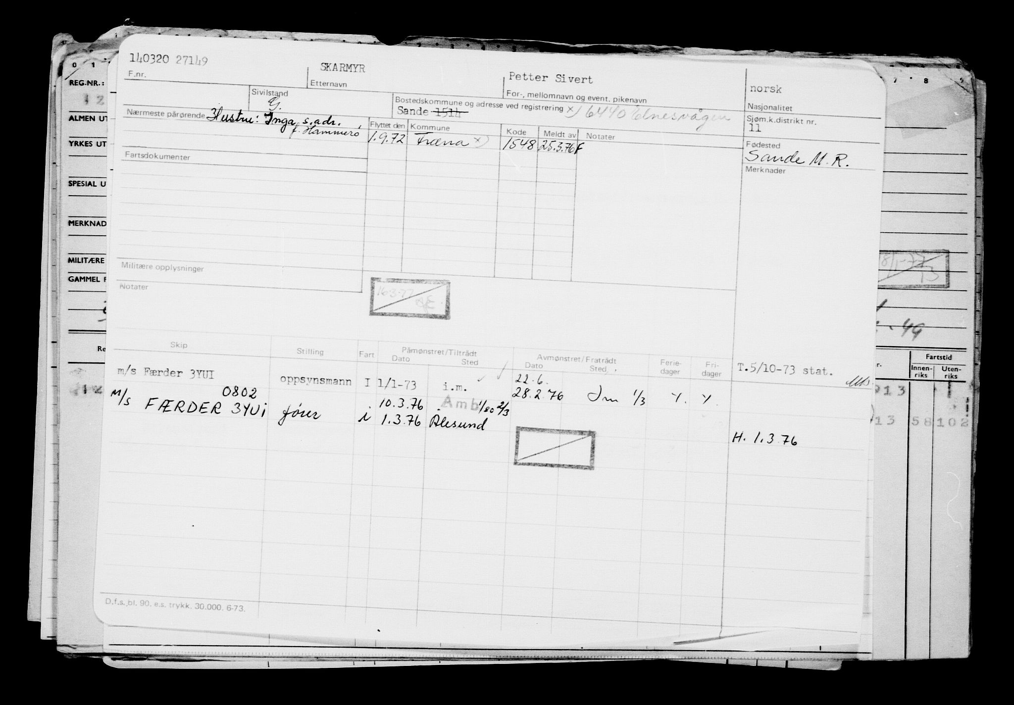 Direktoratet for sjømenn, AV/RA-S-3545/G/Gb/L0178: Hovedkort, 1920, p. 291