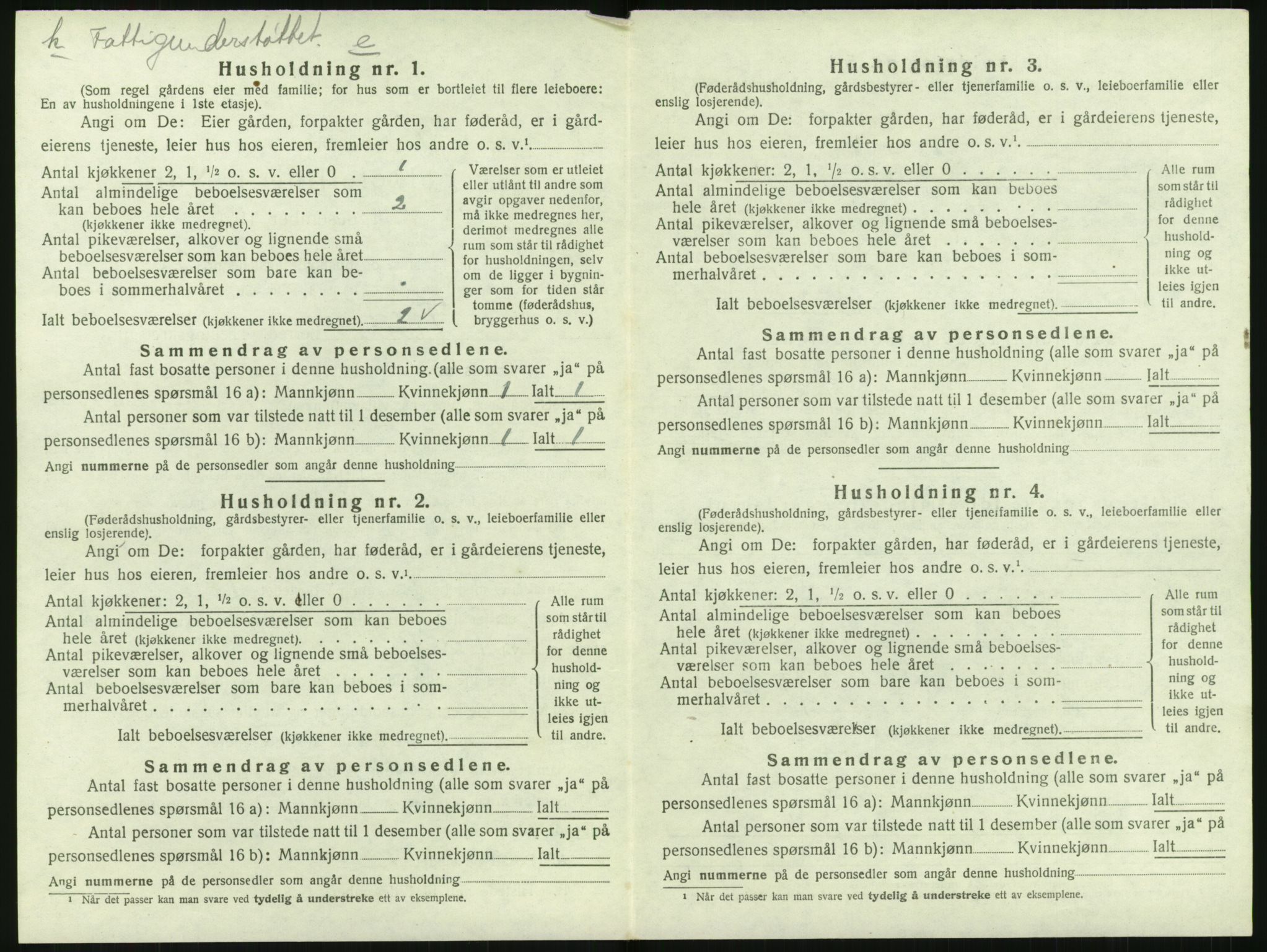 SAK, 1920 census for Tonstad, 1920, p. 327