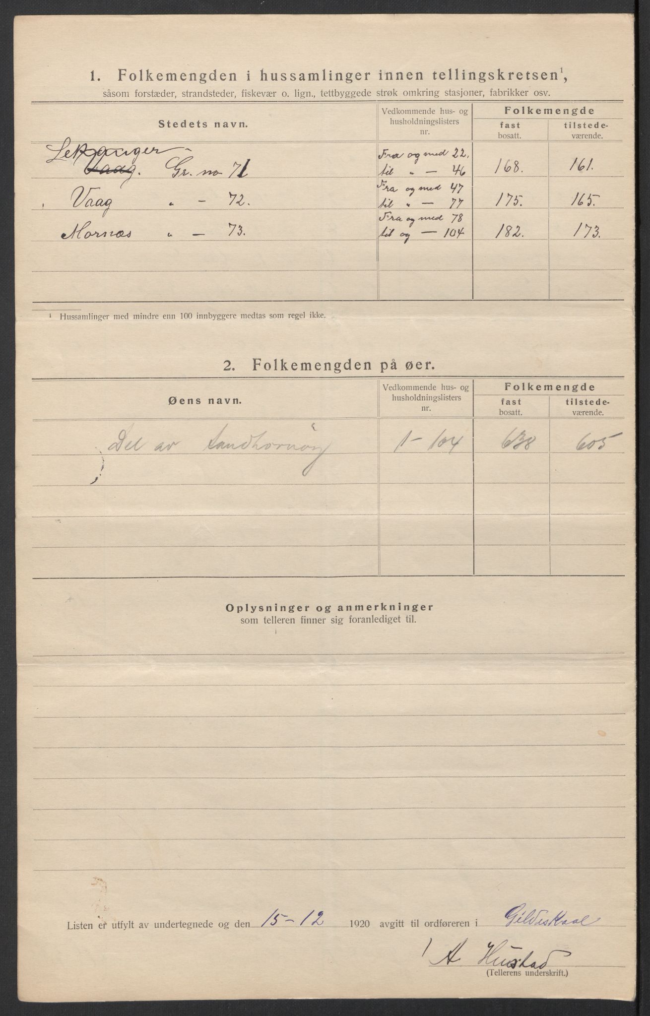 SAT, 1920 census for Gildeskål, 1920, p. 45