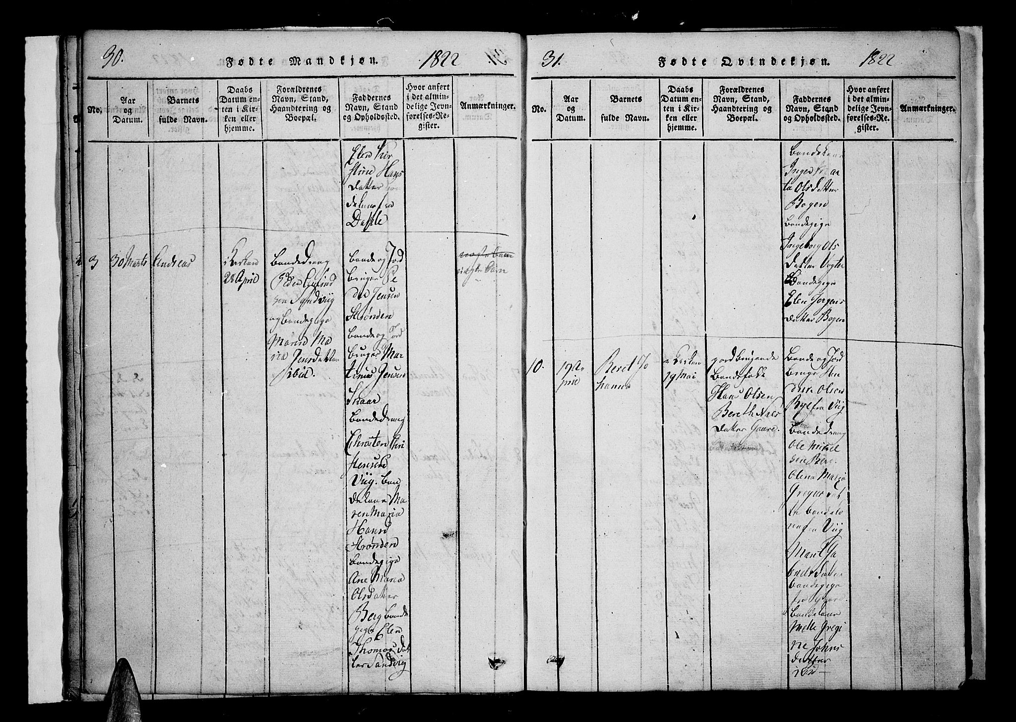 Kvæfjord sokneprestkontor, AV/SATØ-S-1323/G/Ga/Gaa/L0002kirke: Parish register (official) no. 2, 1821-1830, p. 30-31