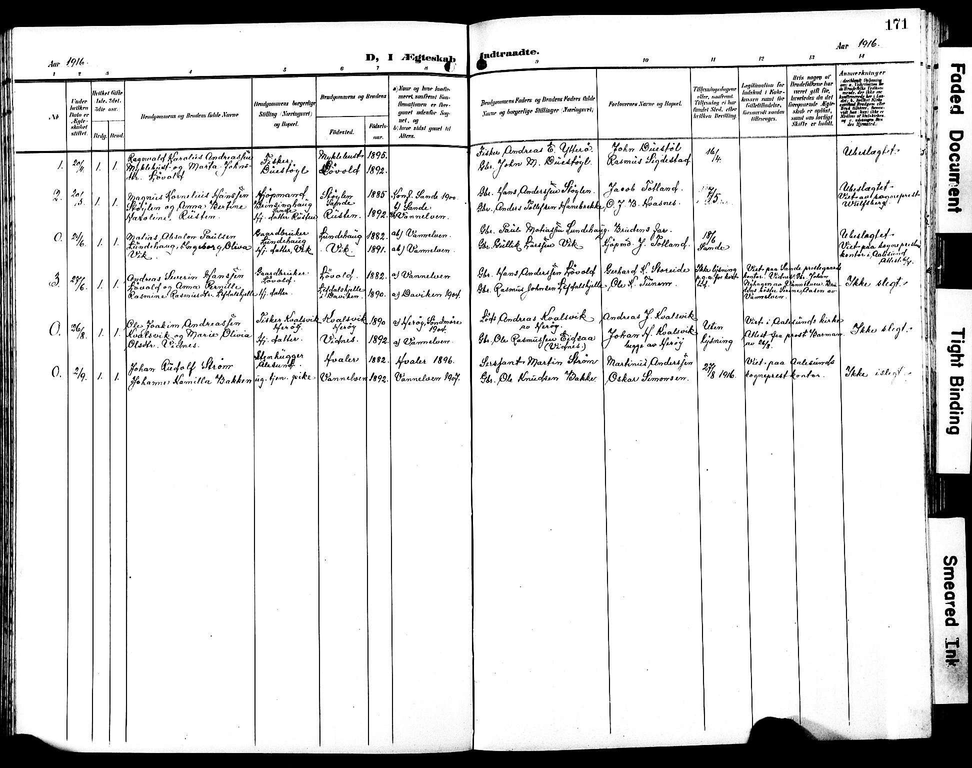 Ministerialprotokoller, klokkerbøker og fødselsregistre - Møre og Romsdal, SAT/A-1454/501/L0018: Parish register (copy) no. 501C04, 1902-1930, p. 171