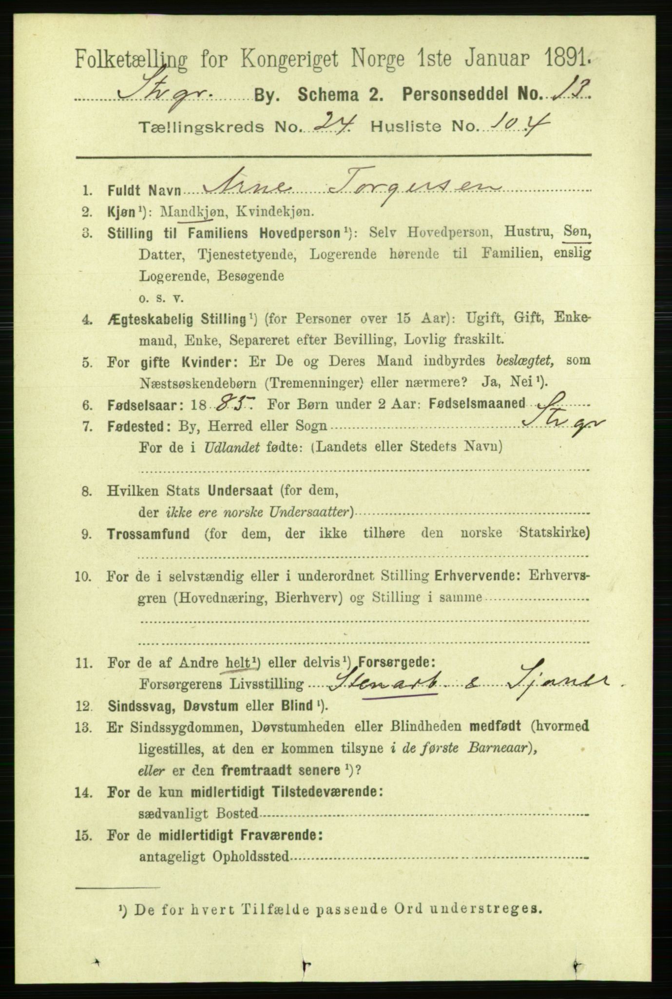 RA, 1891 census for 1103 Stavanger, 1891, p. 27738