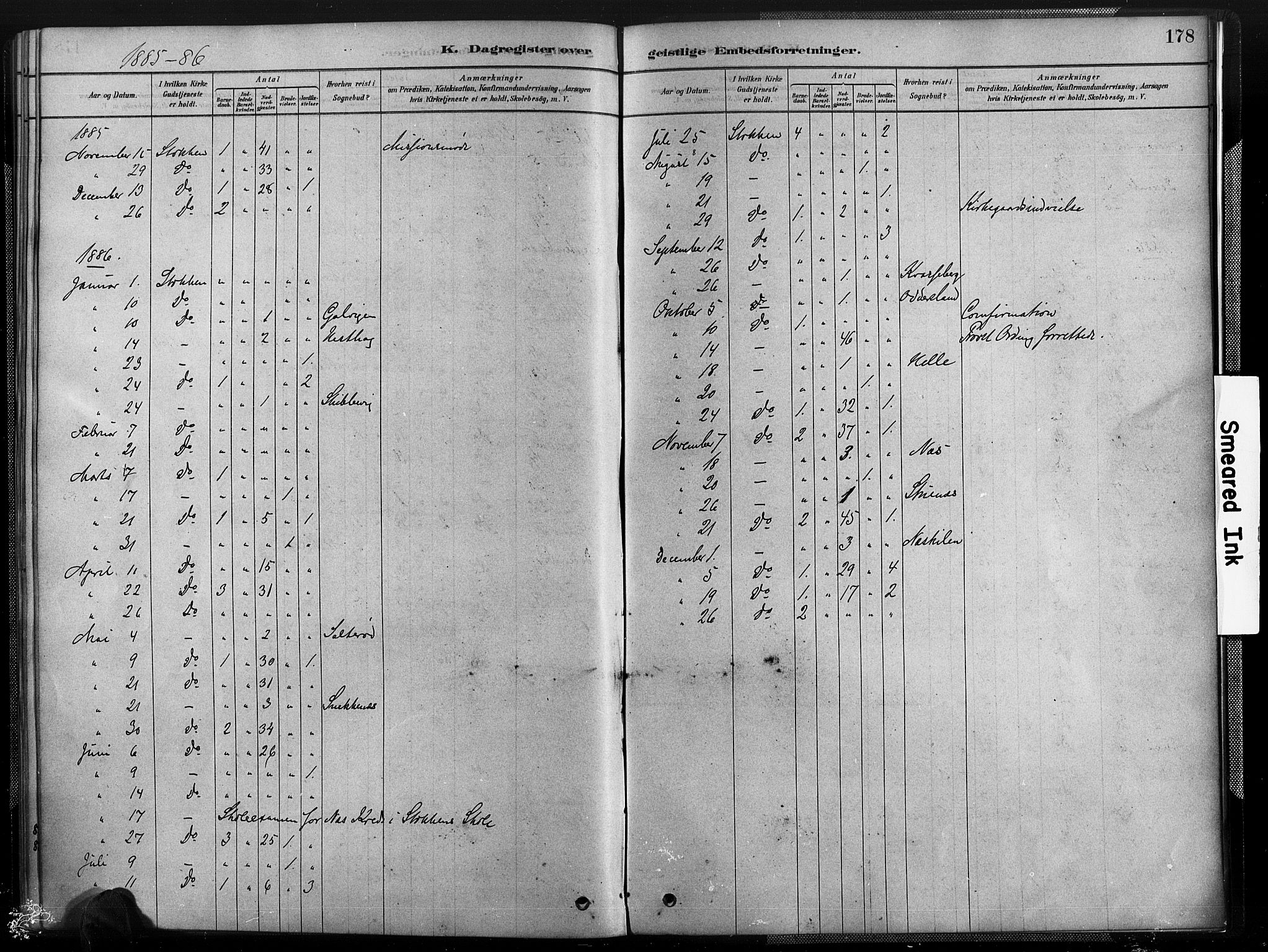 Austre Moland sokneprestkontor, SAK/1111-0001/F/Fa/Fab/L0001: Parish register (official) no. A 1, 1878-1898, p. 178