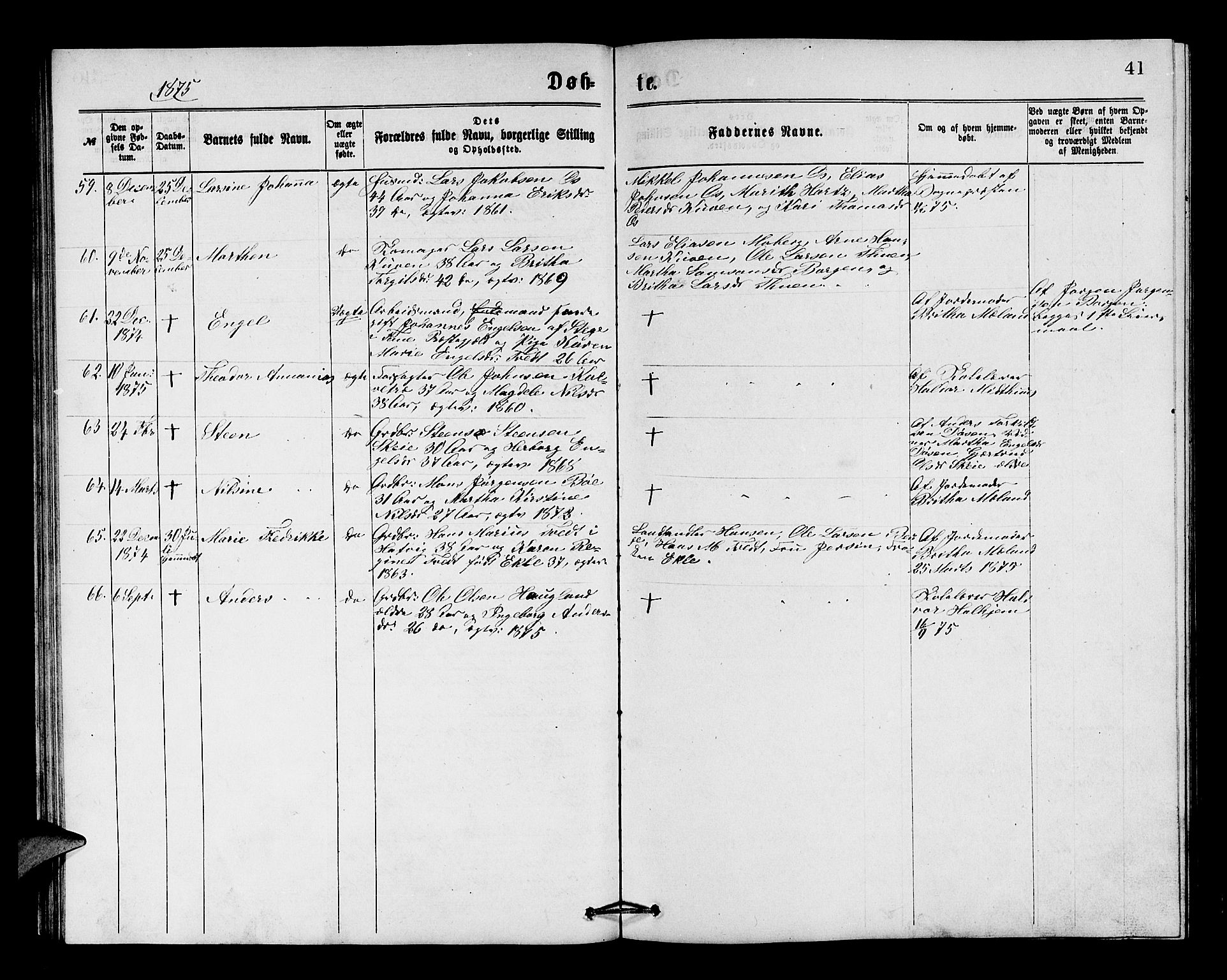 Os sokneprestembete, AV/SAB-A-99929: Parish register (copy) no. A 1, 1869-1879, p. 41