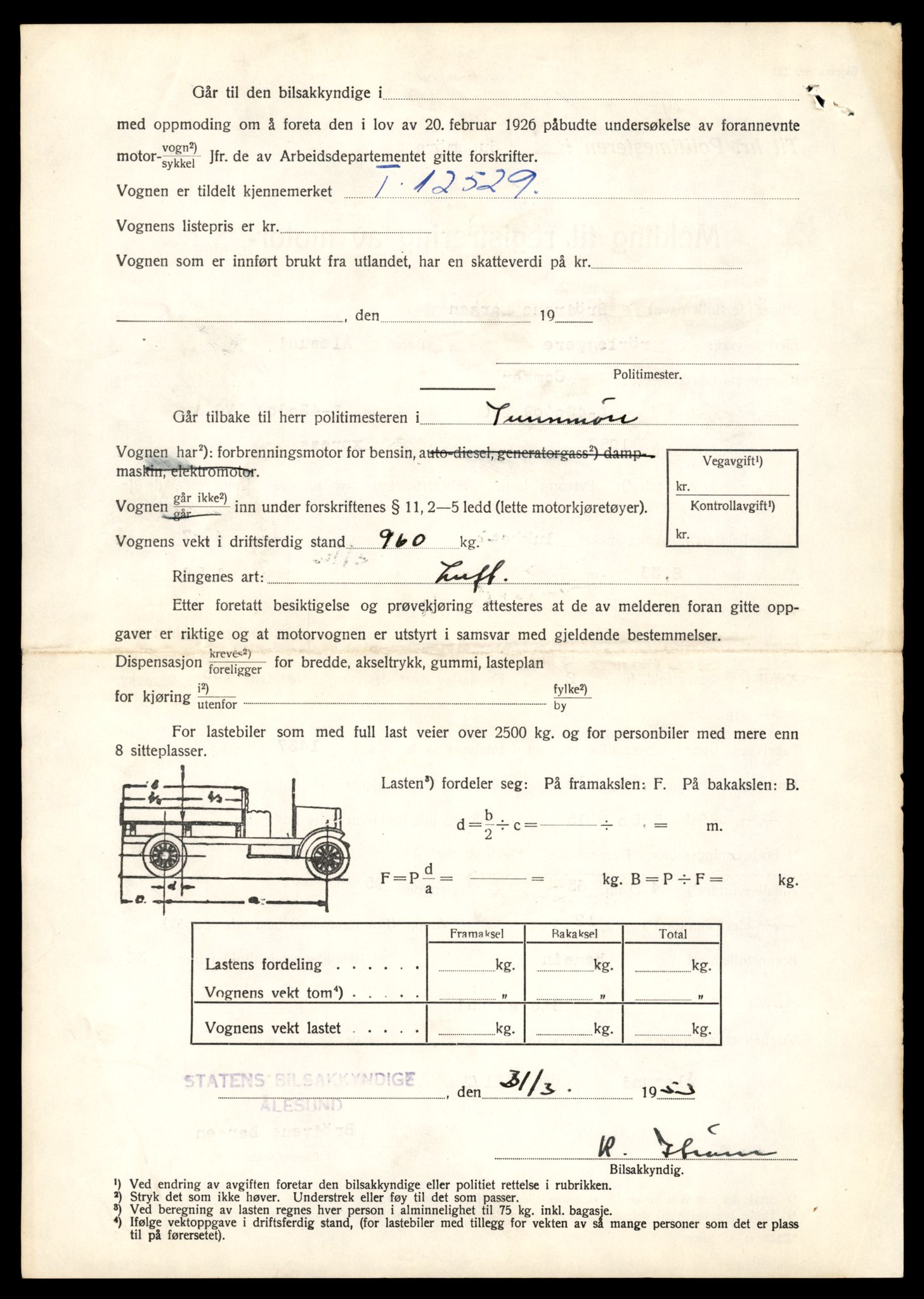 Møre og Romsdal vegkontor - Ålesund trafikkstasjon, AV/SAT-A-4099/F/Fe/L0034: Registreringskort for kjøretøy T 12500 - T 12652, 1927-1998, p. 533