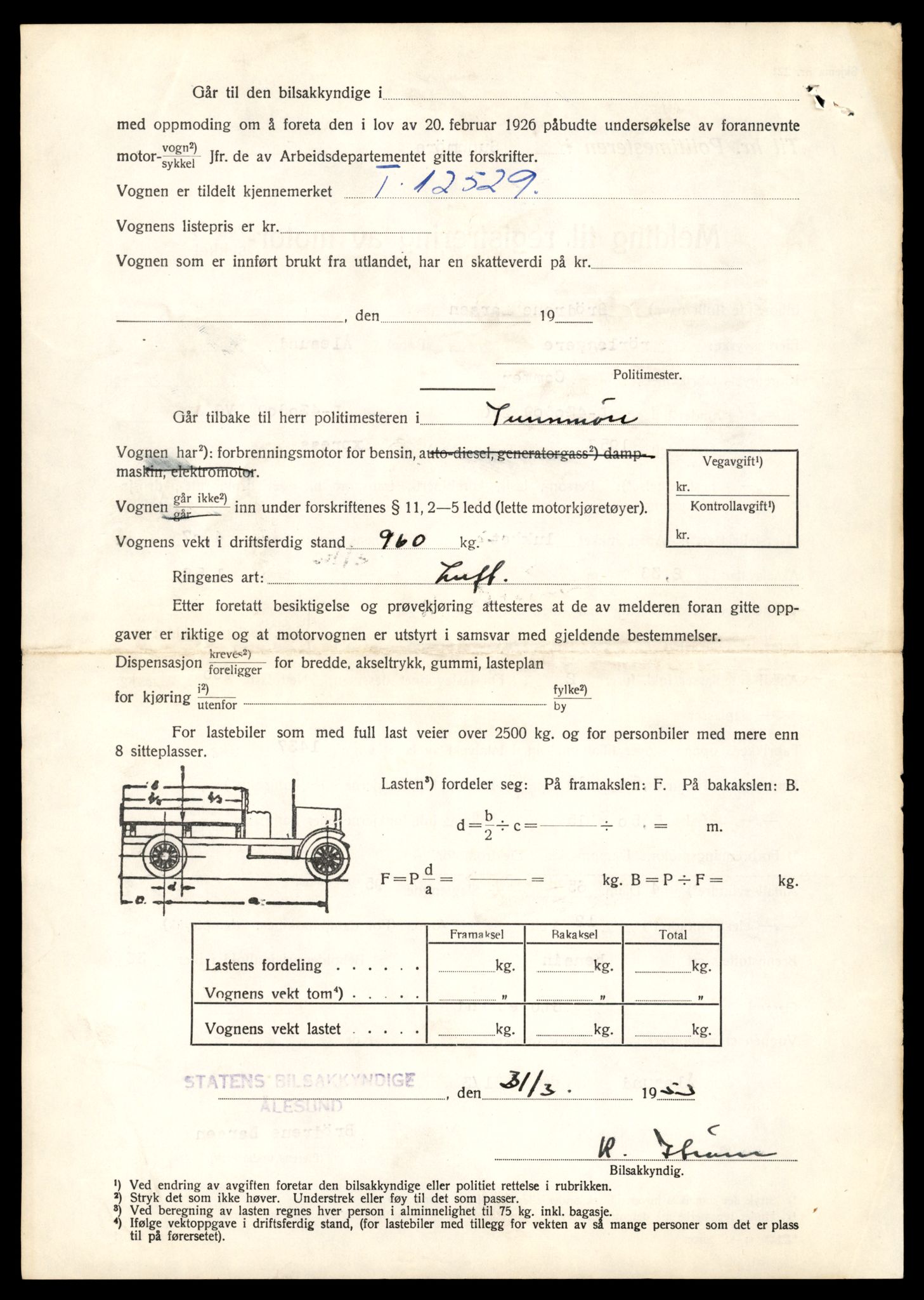 Møre og Romsdal vegkontor - Ålesund trafikkstasjon, SAT/A-4099/F/Fe/L0034: Registreringskort for kjøretøy T 12500 - T 12652, 1927-1998, p. 533