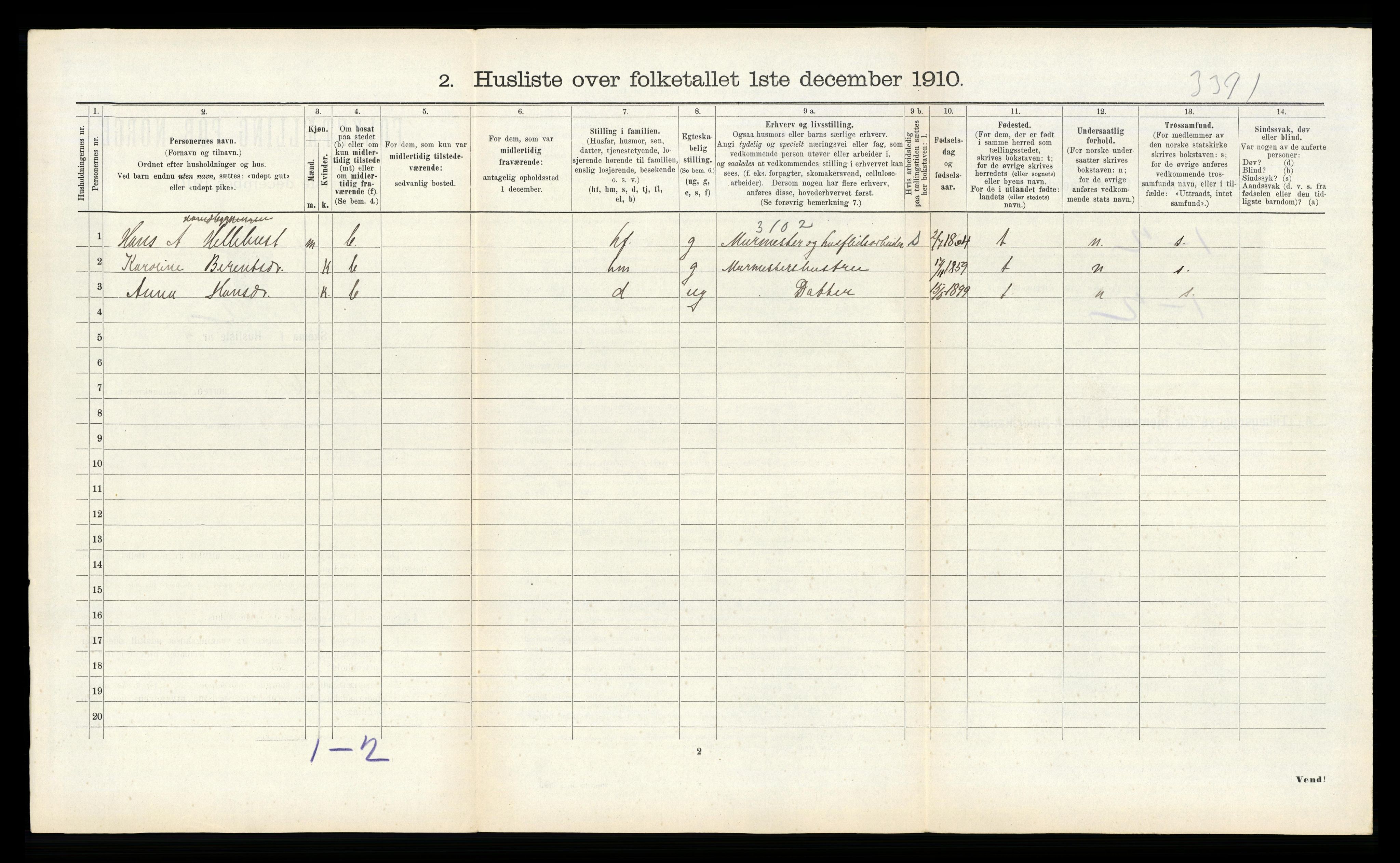 RA, 1910 census for Indre Holmedal, 1910, p. 347