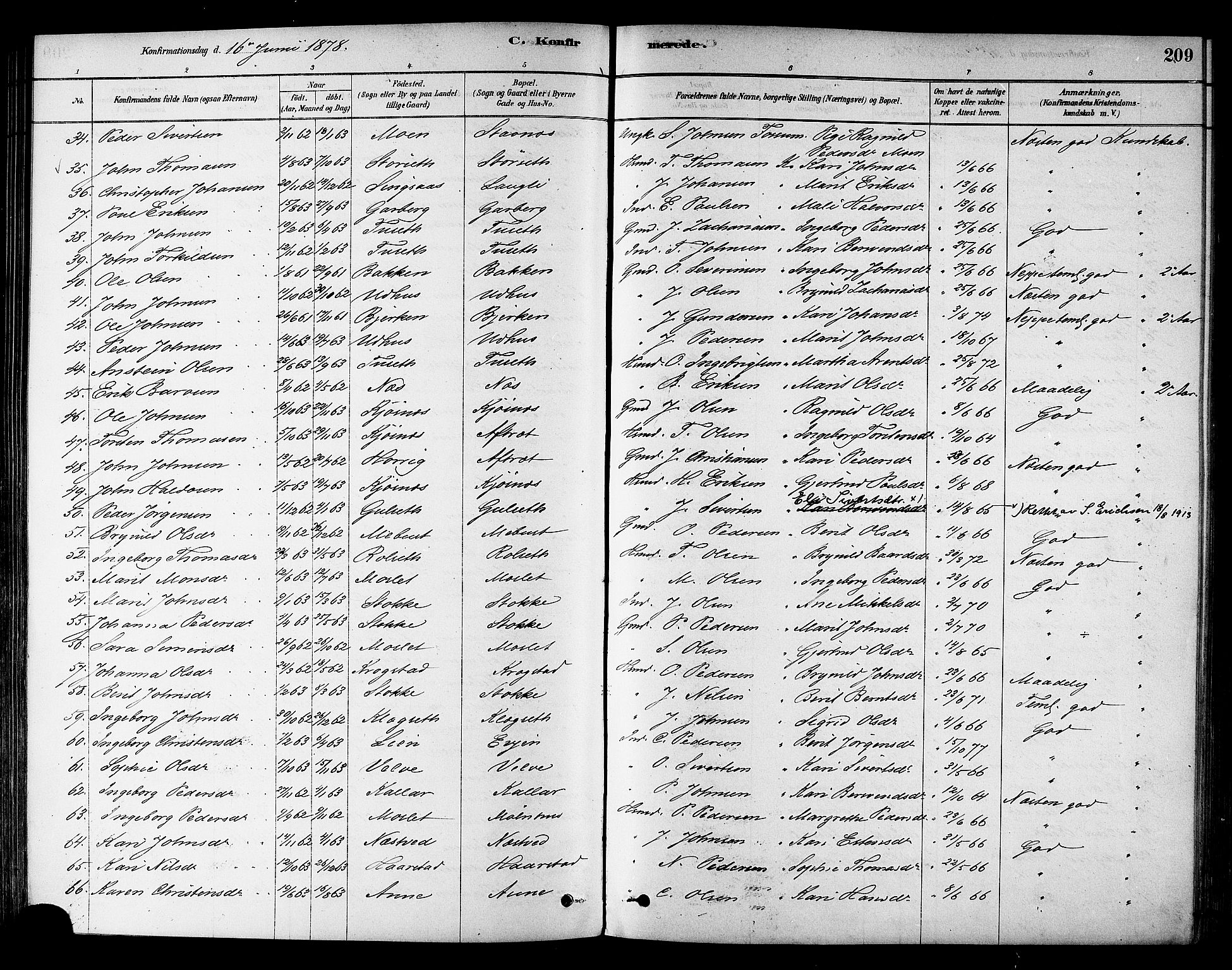 Ministerialprotokoller, klokkerbøker og fødselsregistre - Sør-Trøndelag, SAT/A-1456/695/L1148: Parish register (official) no. 695A08, 1878-1891, p. 209