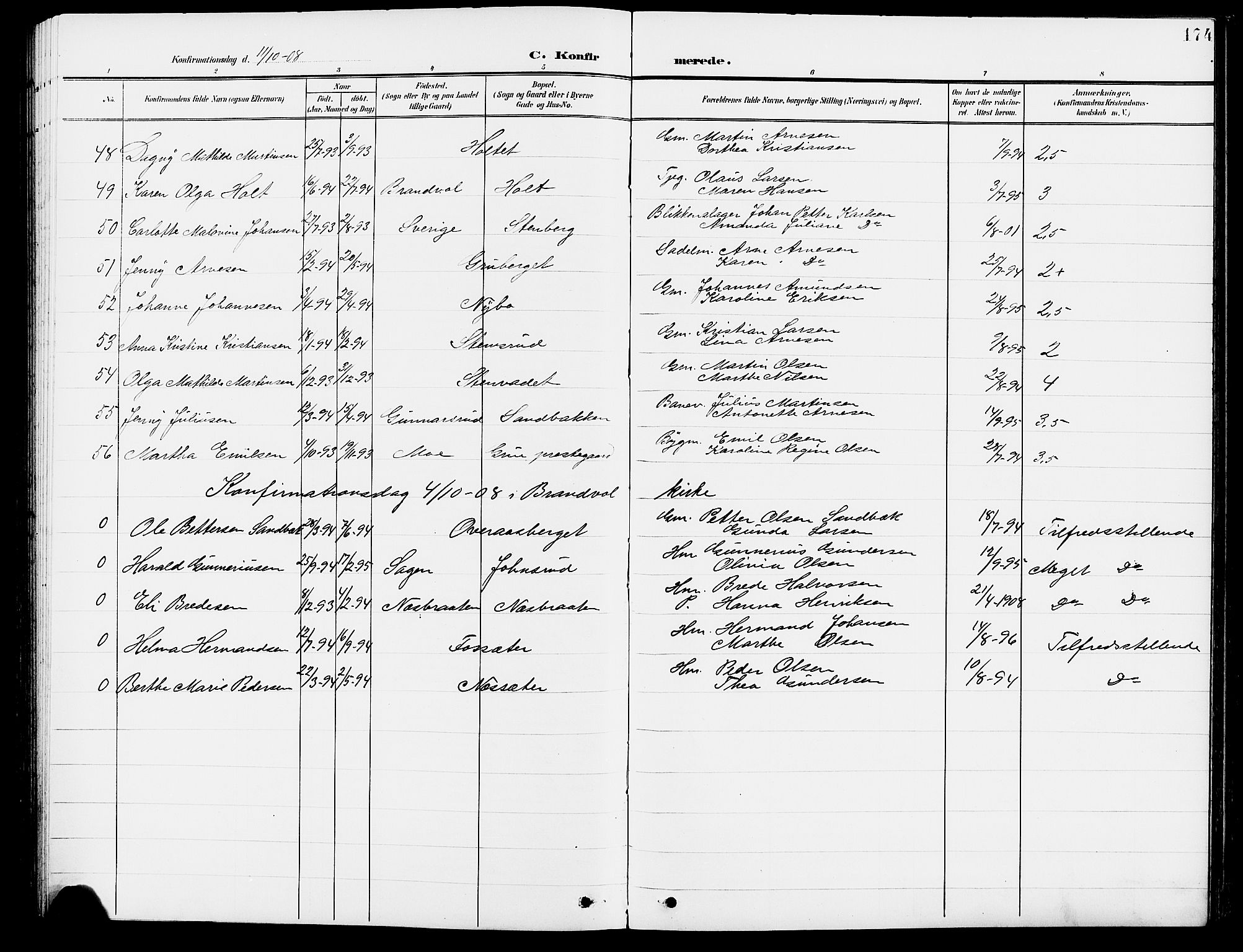 Grue prestekontor, AV/SAH-PREST-036/H/Ha/Hab/L0005: Parish register (copy) no. 5, 1900-1909, p. 174