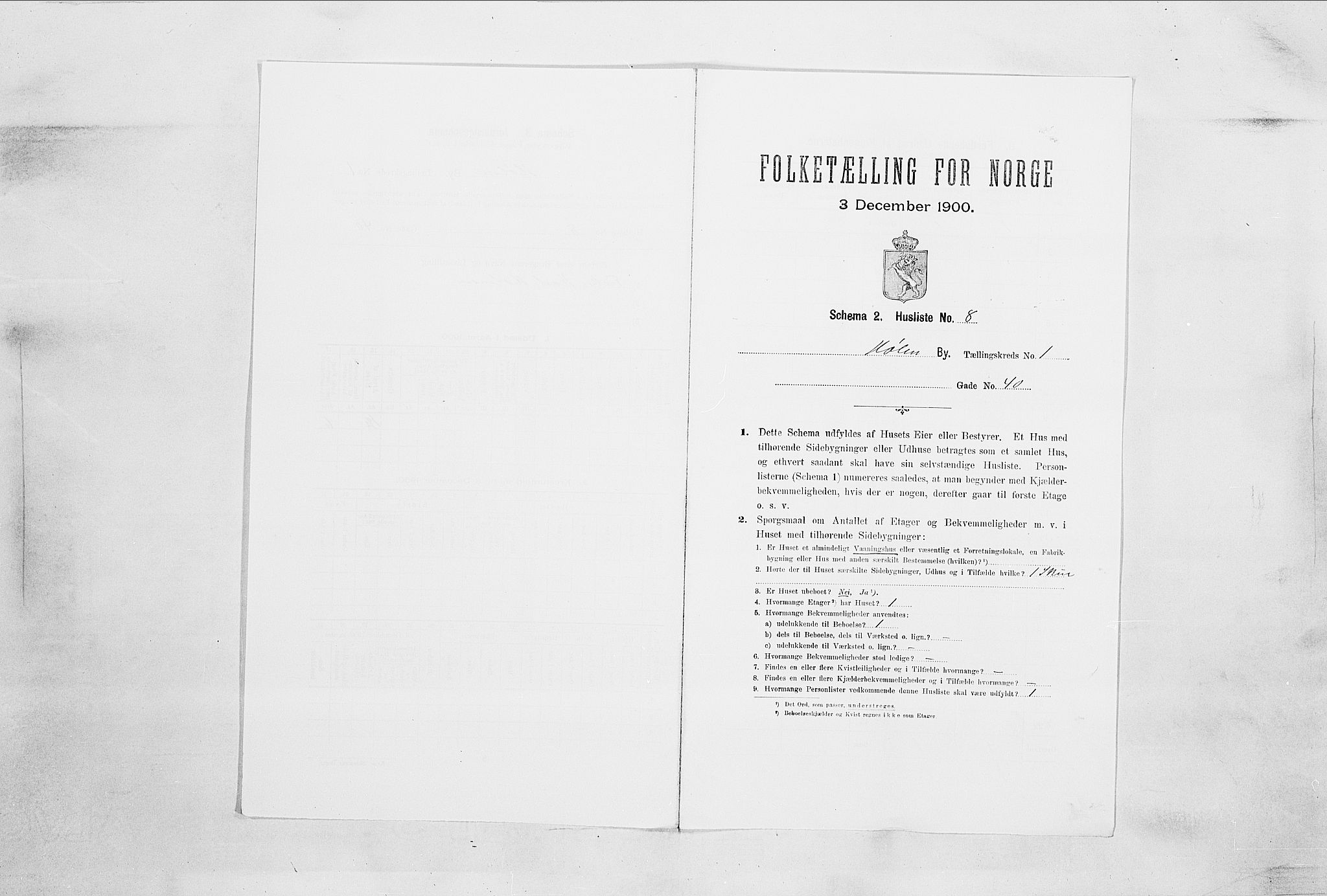 SAO, 1900 census for Hølen, 1900