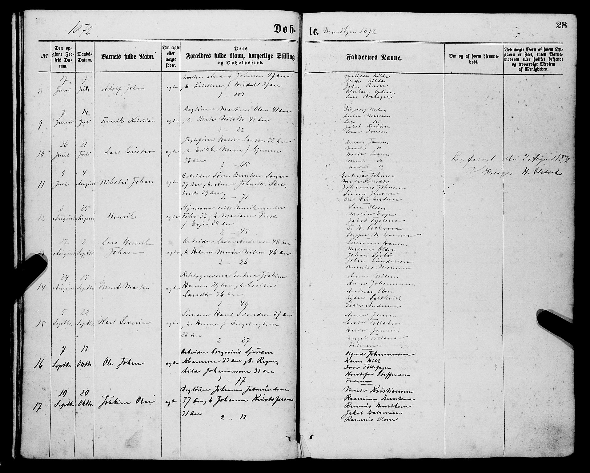 Sandviken Sokneprestembete, AV/SAB-A-77601/H/Ha/L0001: Parish register (official) no. A 1, 1867-1877, p. 28