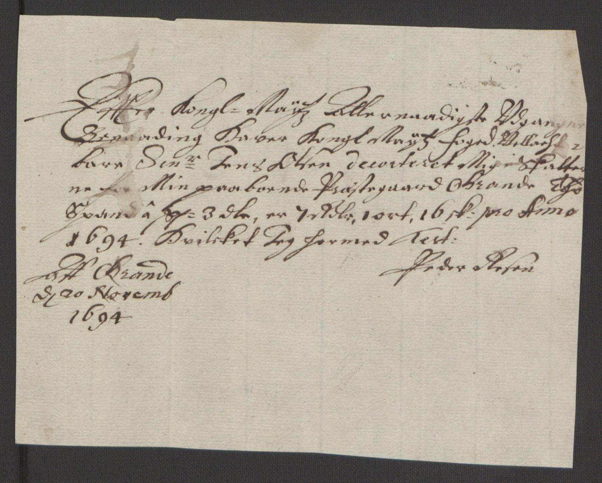 Rentekammeret inntil 1814, Reviderte regnskaper, Fogderegnskap, AV/RA-EA-4092/R64/L4424: Fogderegnskap Namdal, 1692-1695, p. 398