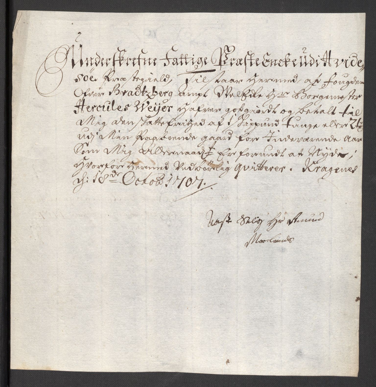 Rentekammeret inntil 1814, Reviderte regnskaper, Fogderegnskap, AV/RA-EA-4092/R36/L2117: Fogderegnskap Øvre og Nedre Telemark og Bamble, 1707, p. 442