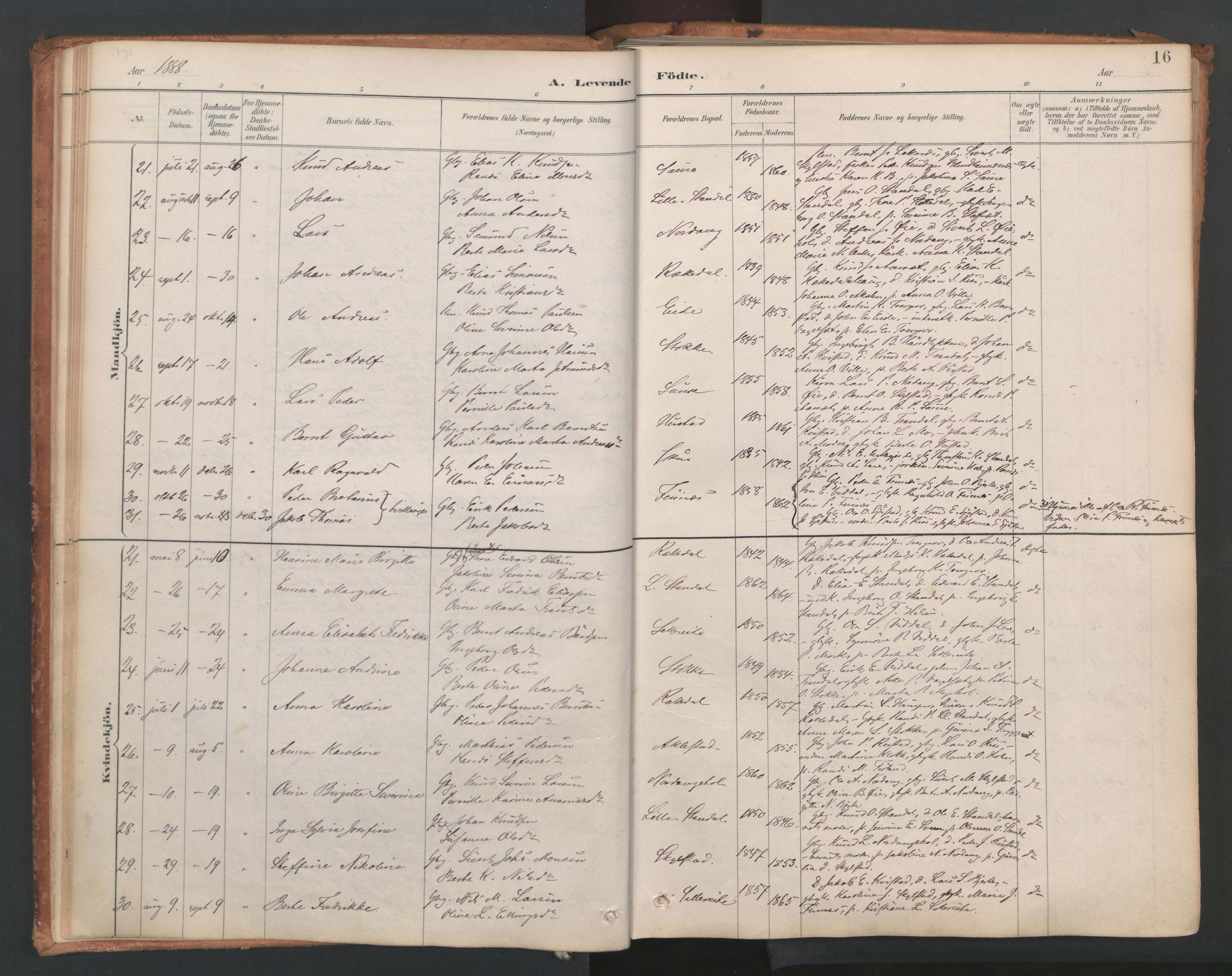 Ministerialprotokoller, klokkerbøker og fødselsregistre - Møre og Romsdal, AV/SAT-A-1454/515/L0211: Parish register (official) no. 515A07, 1886-1910, p. 16