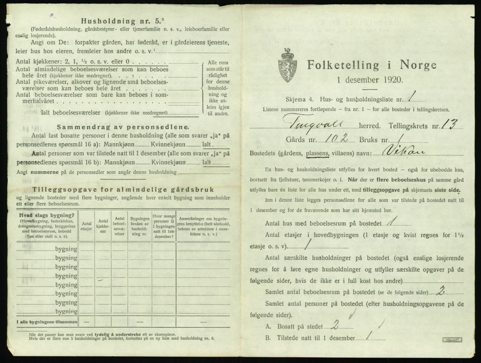 SAT, 1920 census for Tingvoll, 1920, p. 966