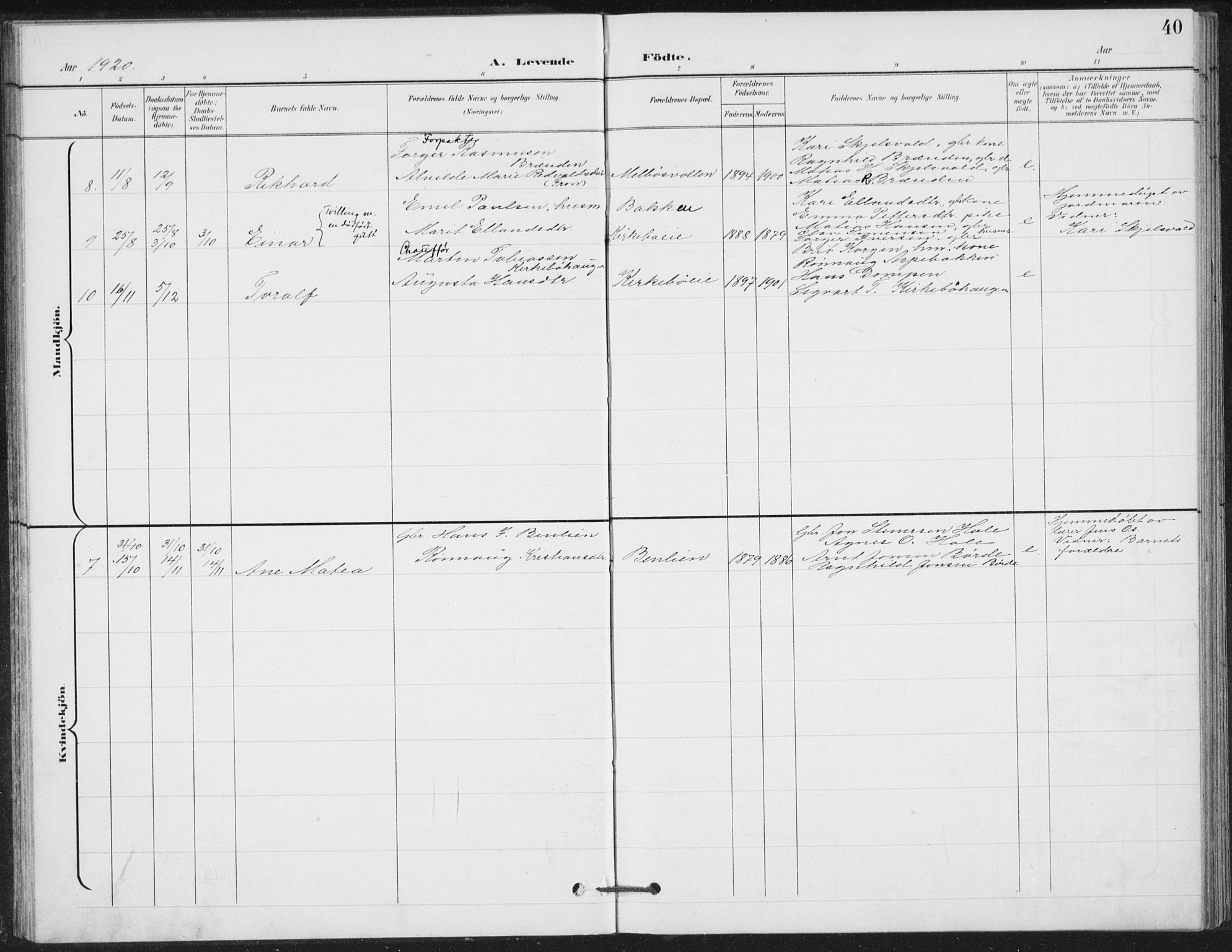 Vestre Gausdal prestekontor, SAH/PREST-094/H/Ha/Hab/L0004: Parish register (copy) no. 4, 1898-1939, p. 40