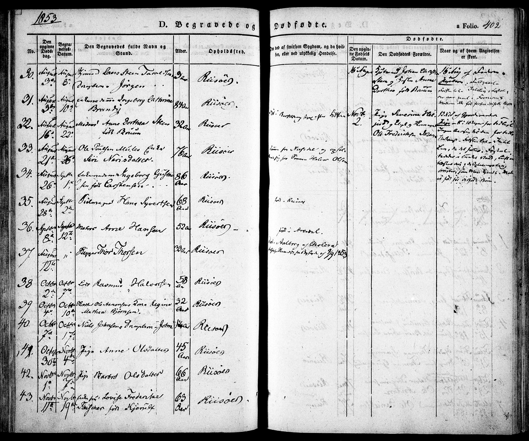 Risør sokneprestkontor, SAK/1111-0035/F/Fa/L0003: Parish register (official) no. A 3, 1838-1864, p. 402