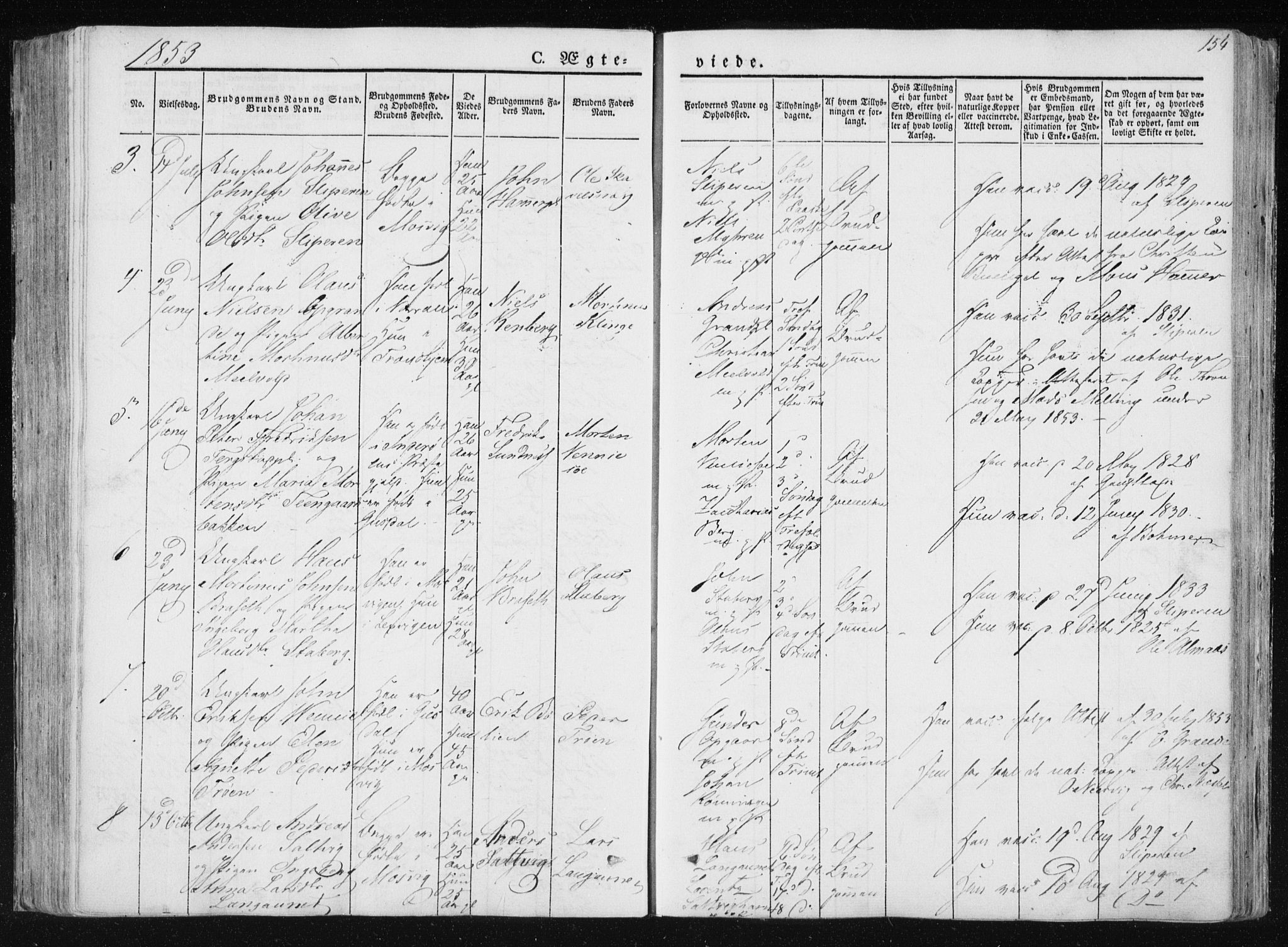 Ministerialprotokoller, klokkerbøker og fødselsregistre - Nord-Trøndelag, SAT/A-1458/733/L0323: Parish register (official) no. 733A02, 1843-1870, p. 154