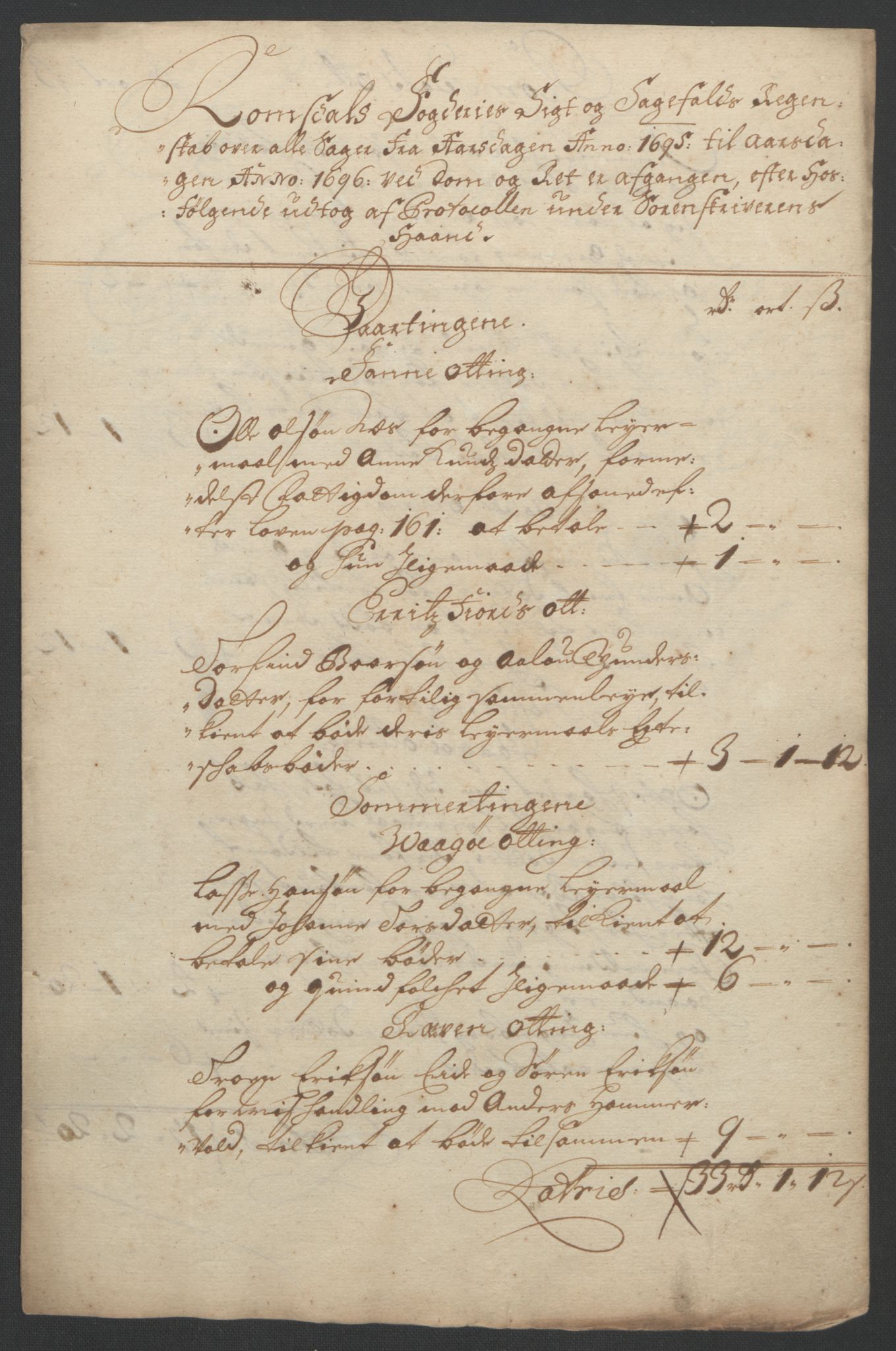 Rentekammeret inntil 1814, Reviderte regnskaper, Fogderegnskap, RA/EA-4092/R55/L3652: Fogderegnskap Romsdal, 1695-1696, p. 122