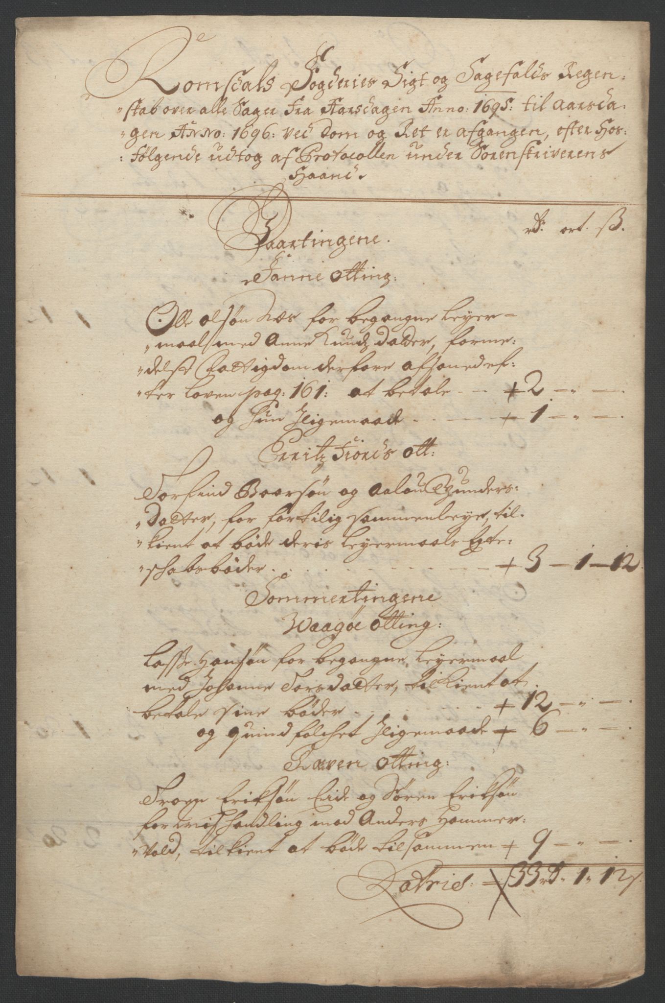 Rentekammeret inntil 1814, Reviderte regnskaper, Fogderegnskap, AV/RA-EA-4092/R55/L3652: Fogderegnskap Romsdal, 1695-1696, p. 122