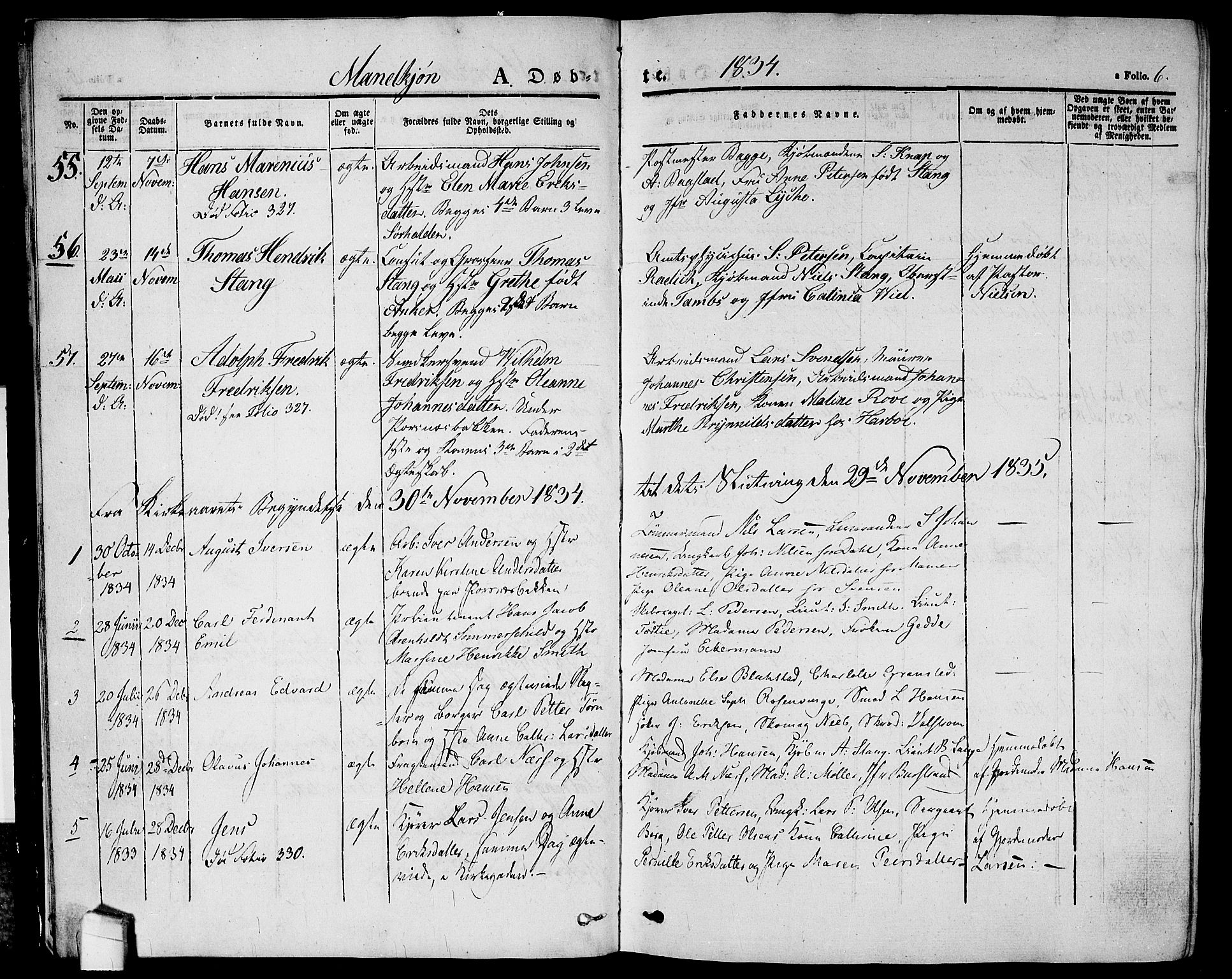 Halden prestekontor Kirkebøker, AV/SAO-A-10909/G/Ga/L0003: Parish register (copy) no. 3, 1834-1844, p. 6