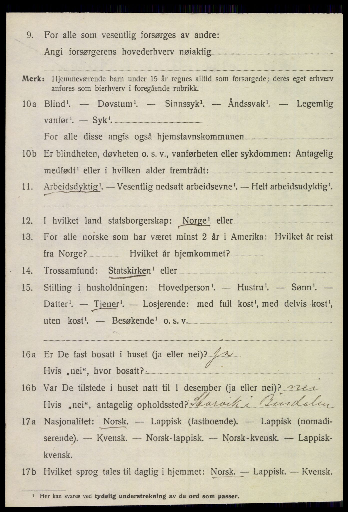 SAT, 1920 census for Foldereid, 1920, p. 1649