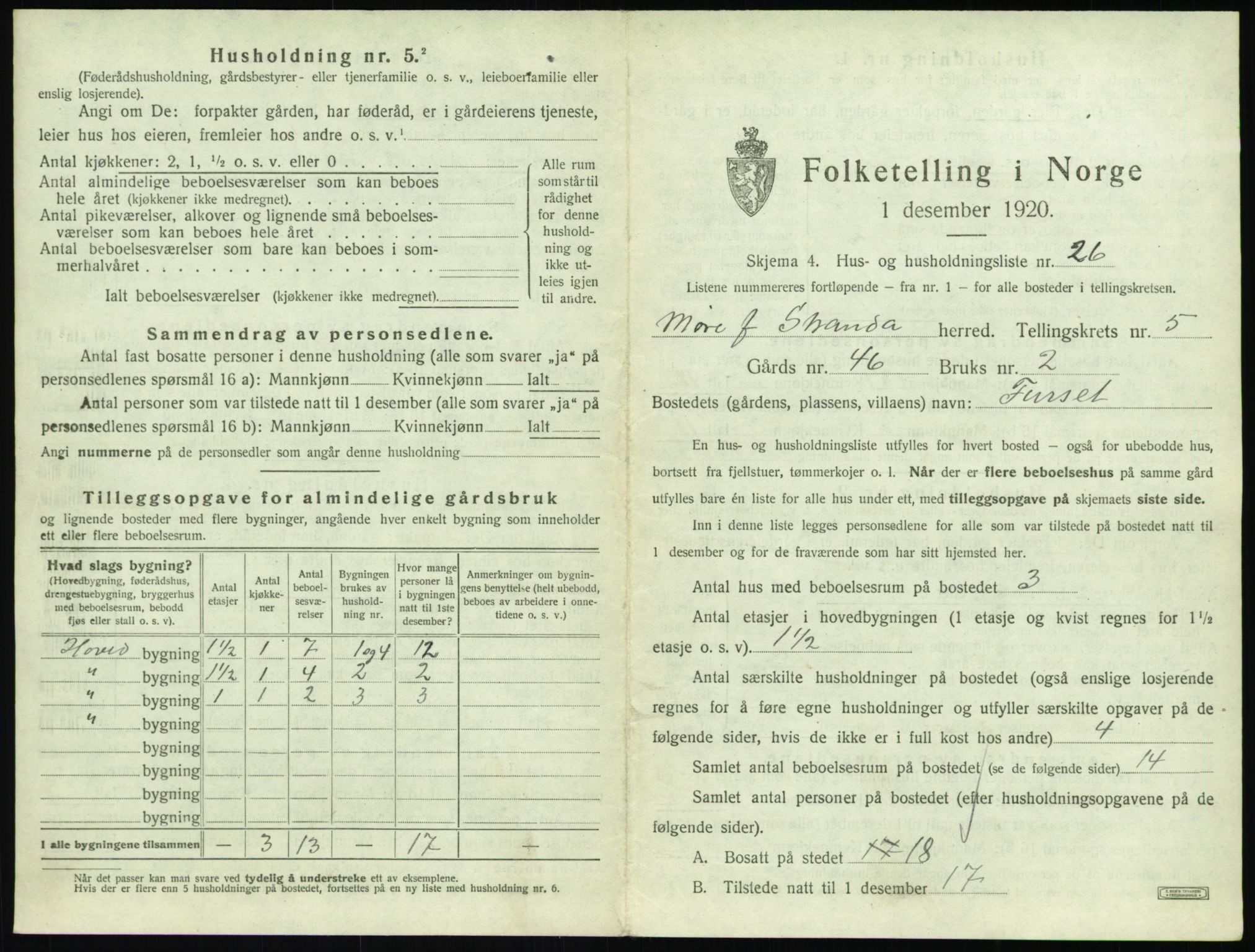 SAT, 1920 census for Stranda, 1920, p. 511