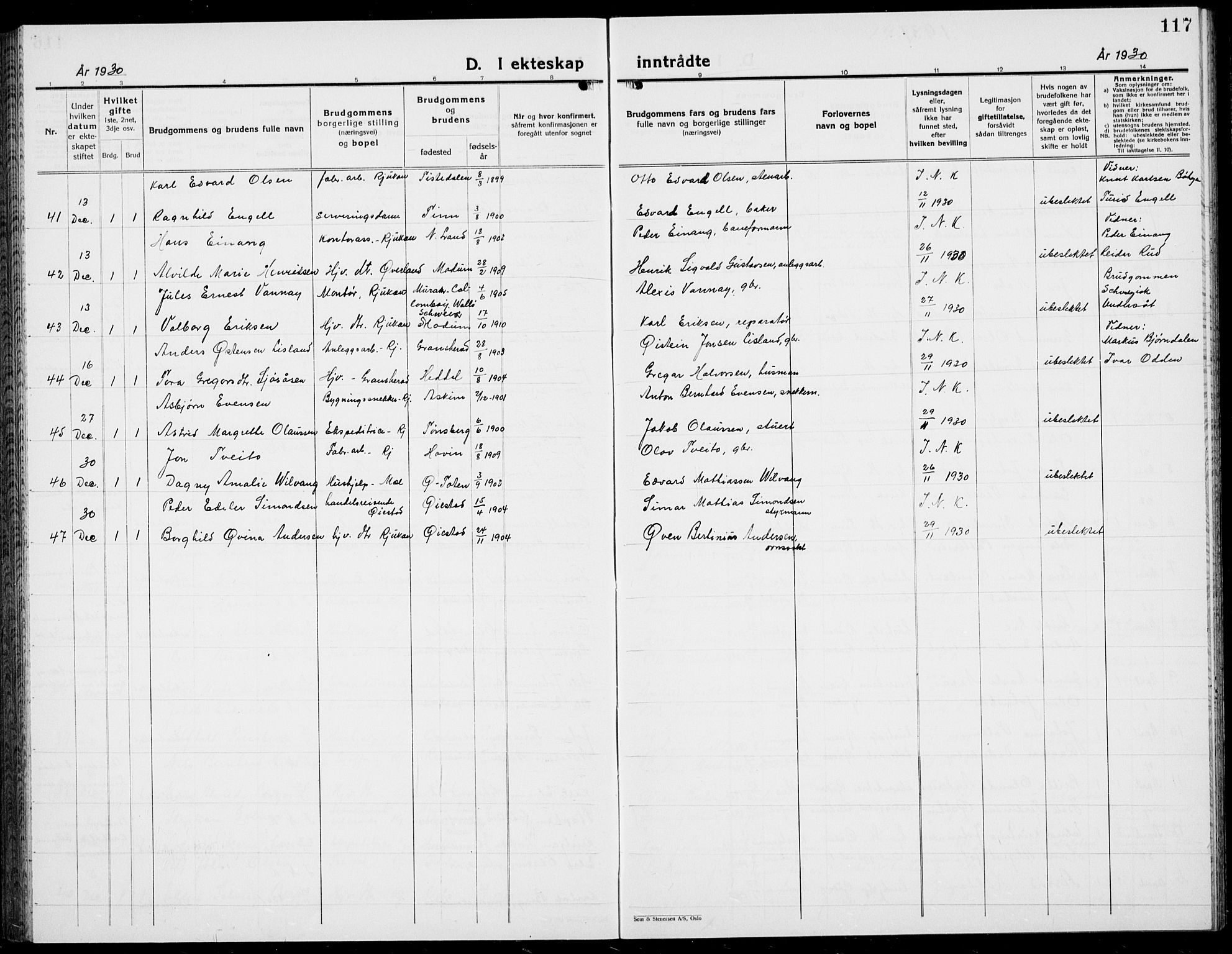 Rjukan kirkebøker, AV/SAKO-A-294/G/Ga/L0005: Parish register (copy) no. 5, 1928-1937, p. 117