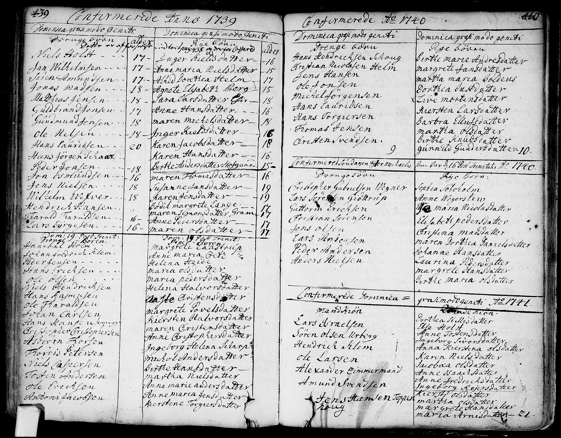 Bragernes kirkebøker, SAKO/A-6/F/Fa/L0004: Parish register (official) no. I 4, 1734-1759, p. 439-440