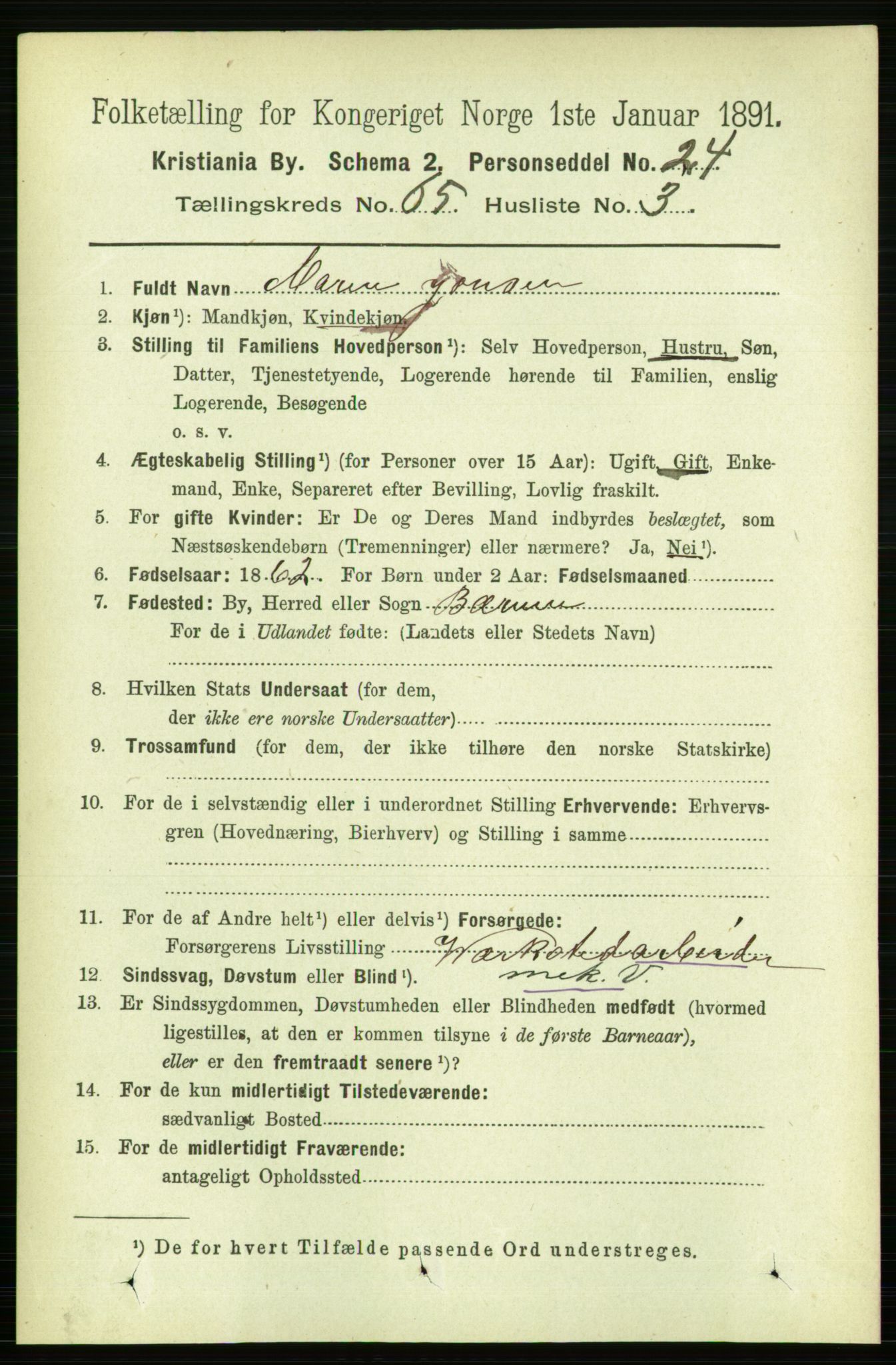 RA, 1891 census for 0301 Kristiania, 1891, p. 34925