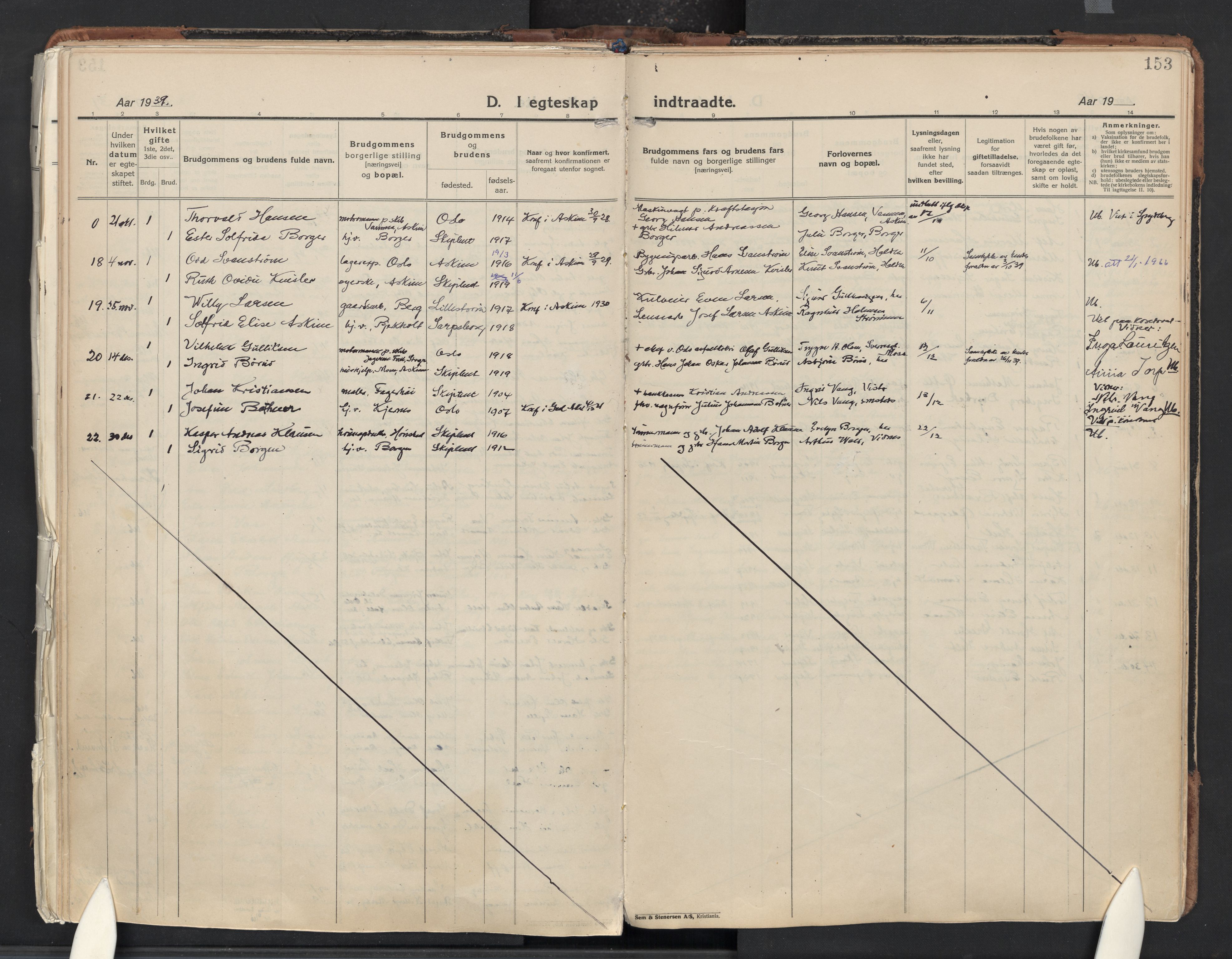 Skiptvet prestekontor Kirkebøker, SAO/A-20009/F/Fa/L0013: Parish register (official) no. 13, 1925-1941, p. 153