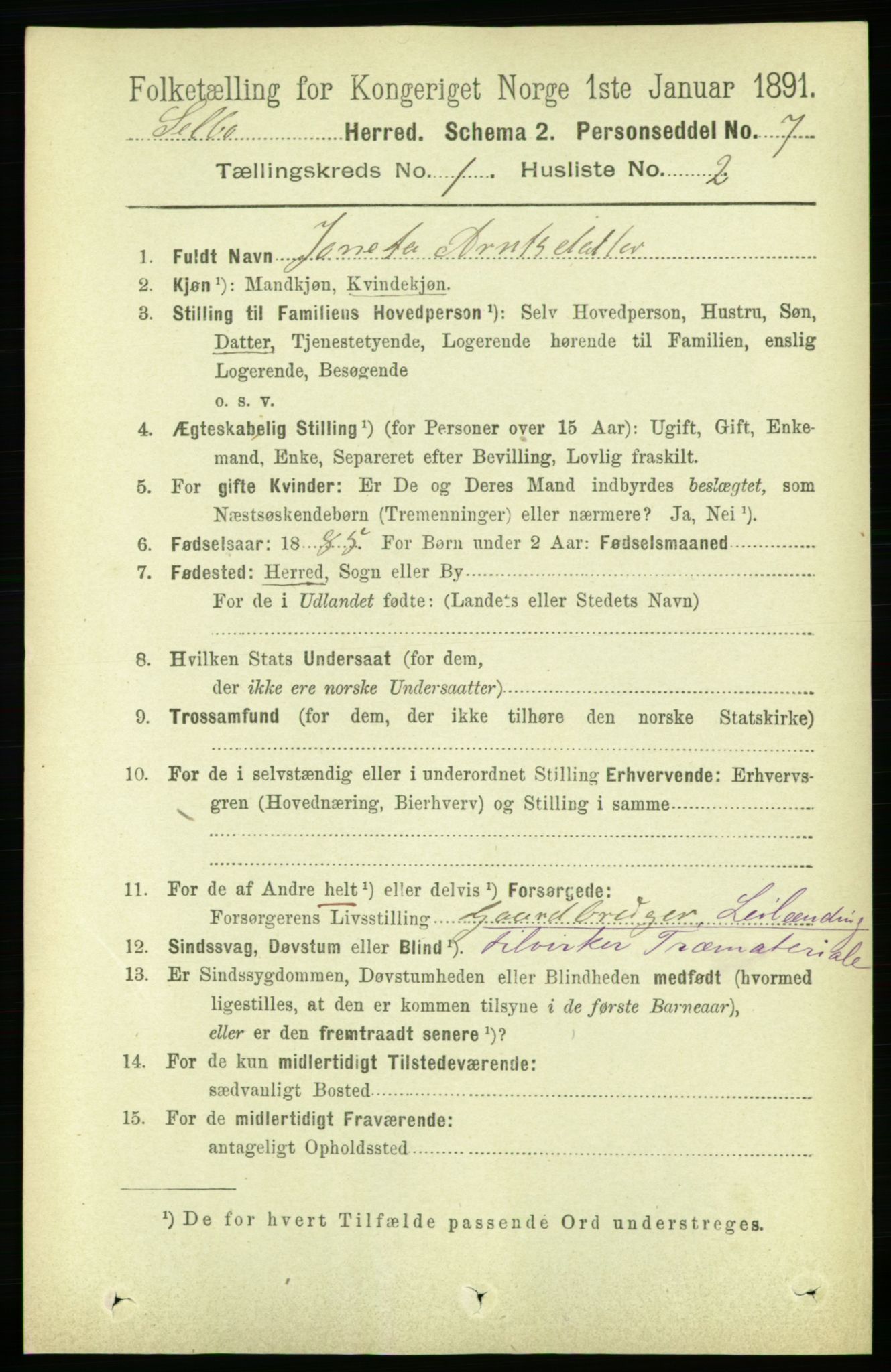 RA, 1891 census for 1664 Selbu, 1891, p. 82