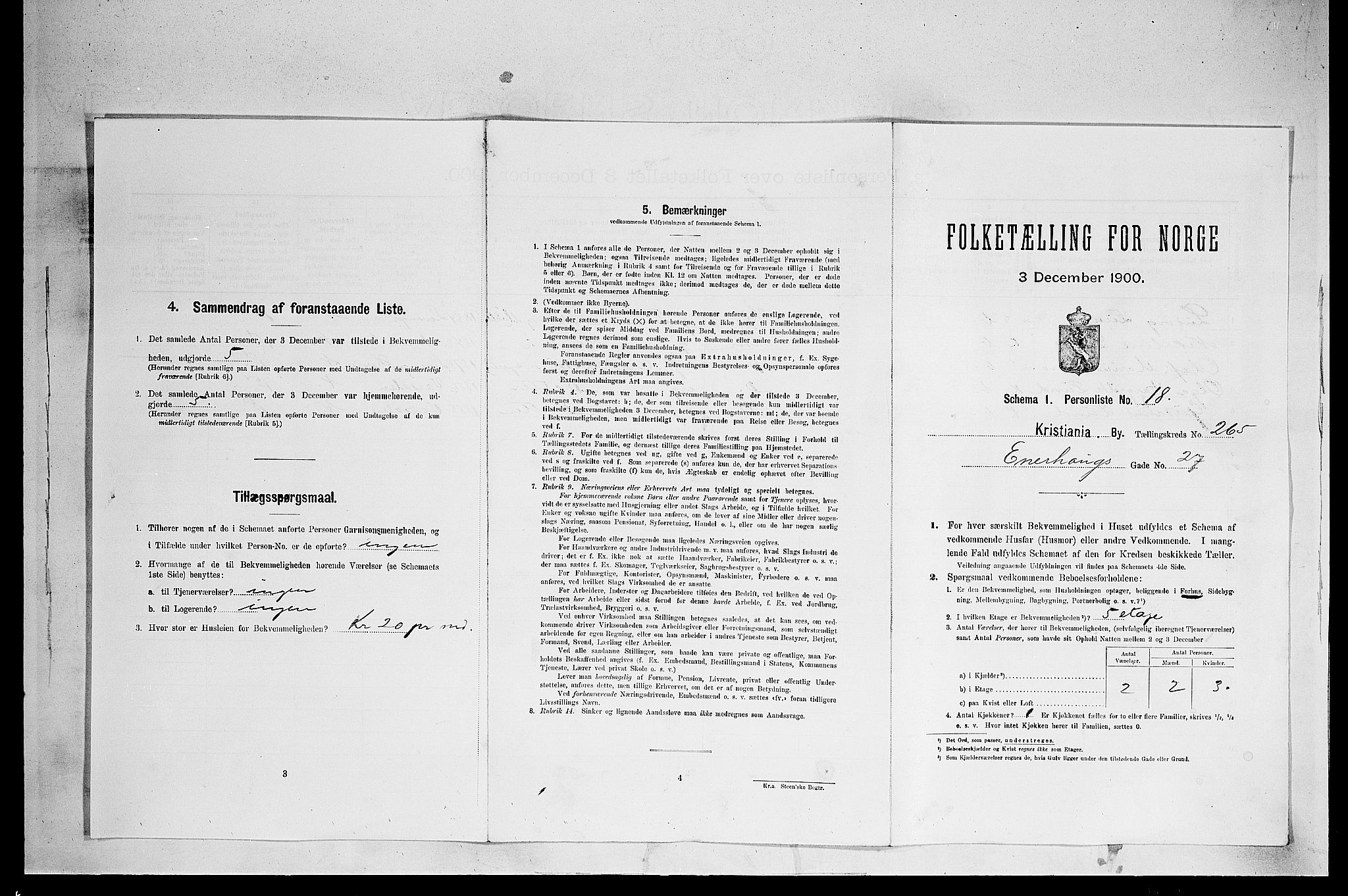 SAO, 1900 census for Kristiania, 1900, p. 20153