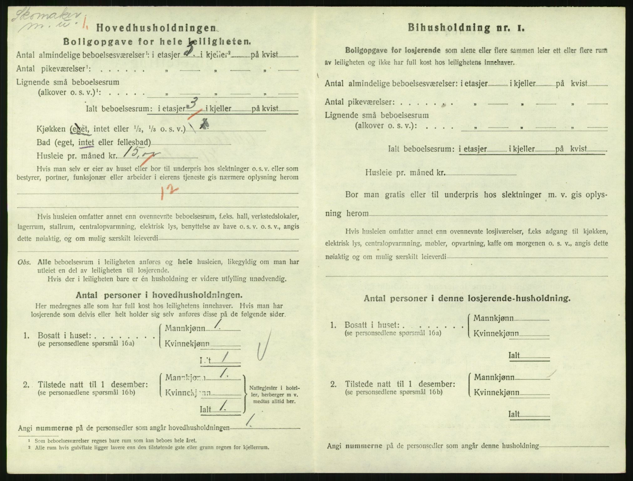 SAH, 1920 census for Lillehammer, 1920, p. 2287